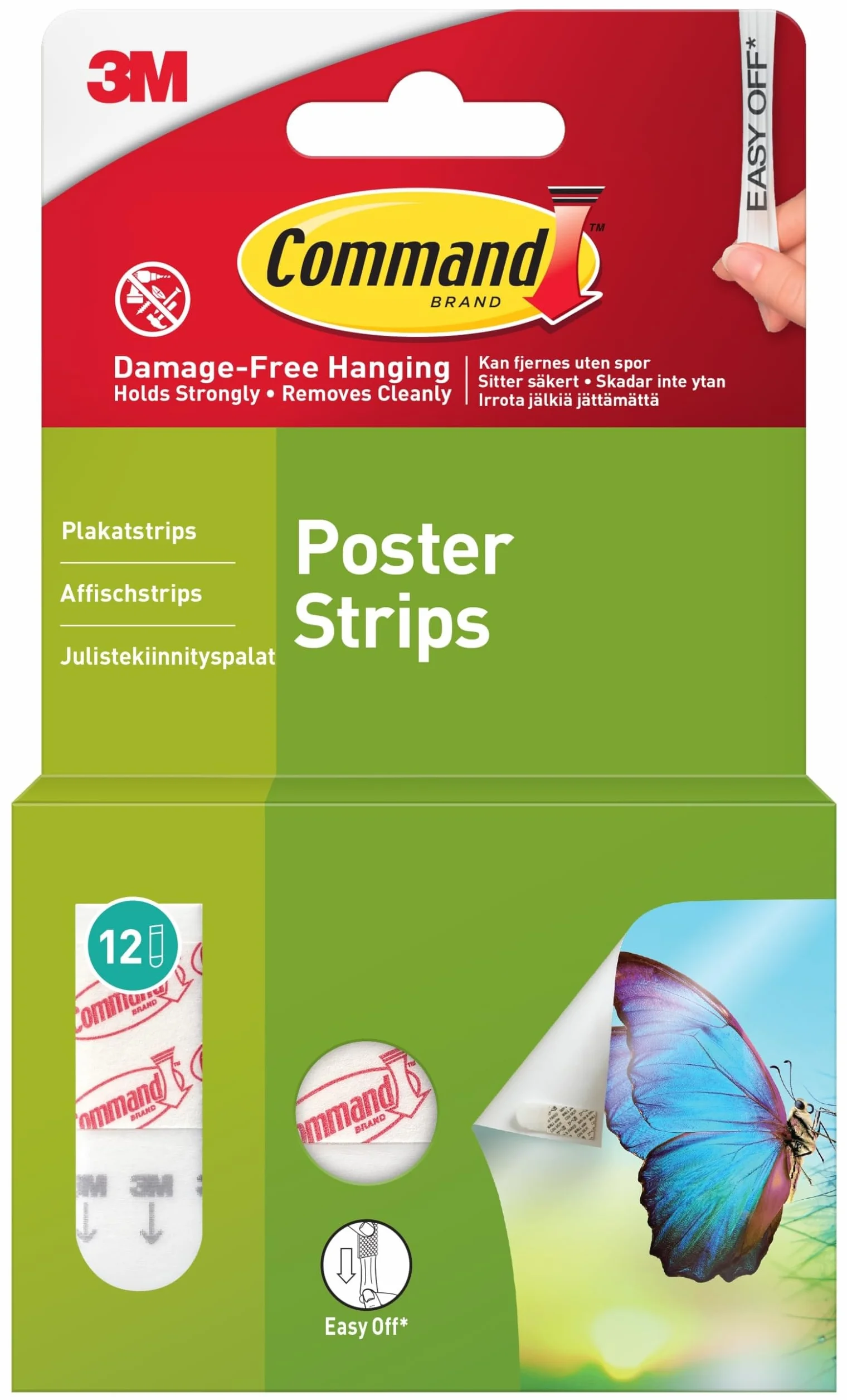 Command Paski samoprzylepne do montażu plakatów, białe, 12 sztuk