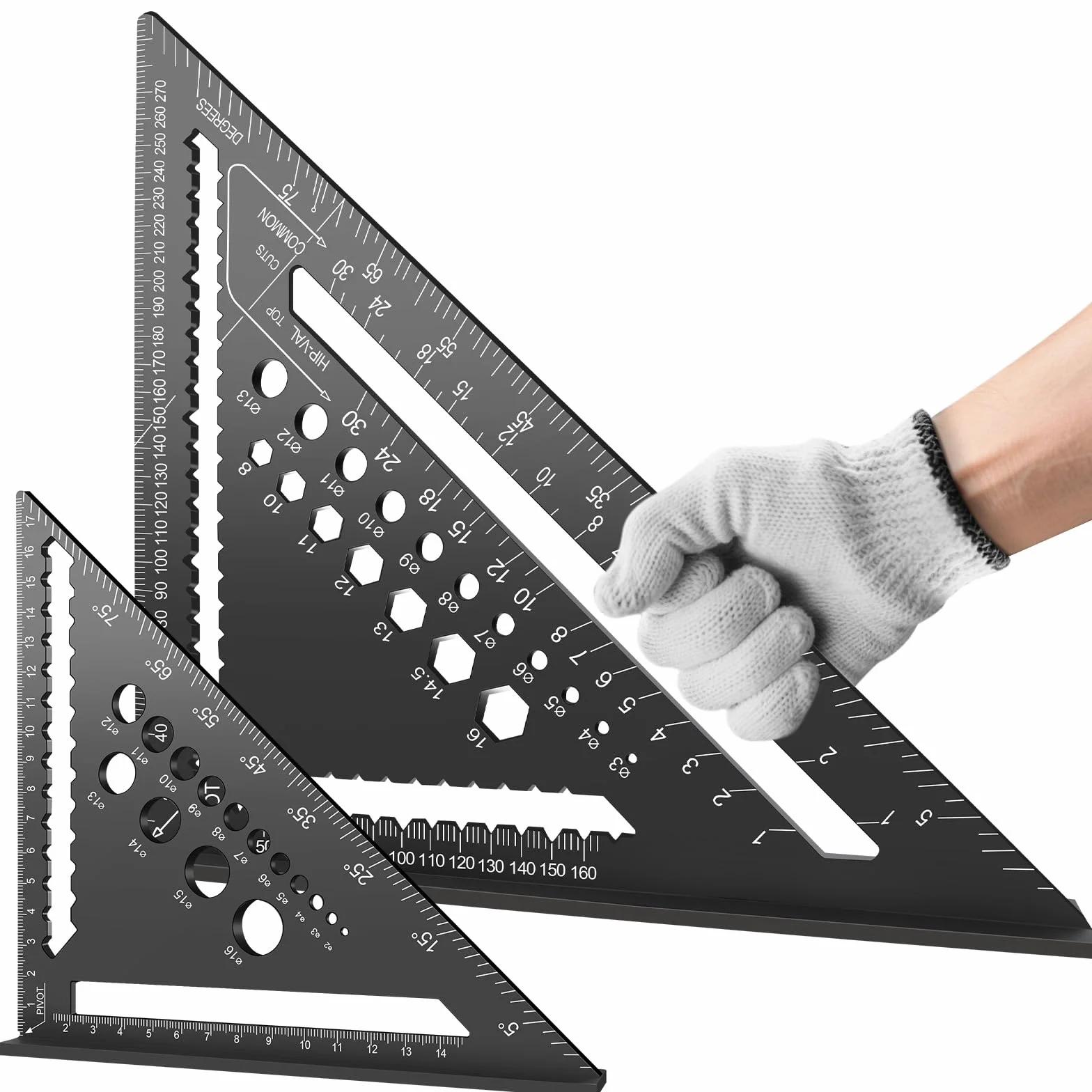 flintronic Zestaw kątowników ciesielskich, kątownik aluminiowy do precyzyjnego naciągania i rysowania (18 cm + 30 cm)