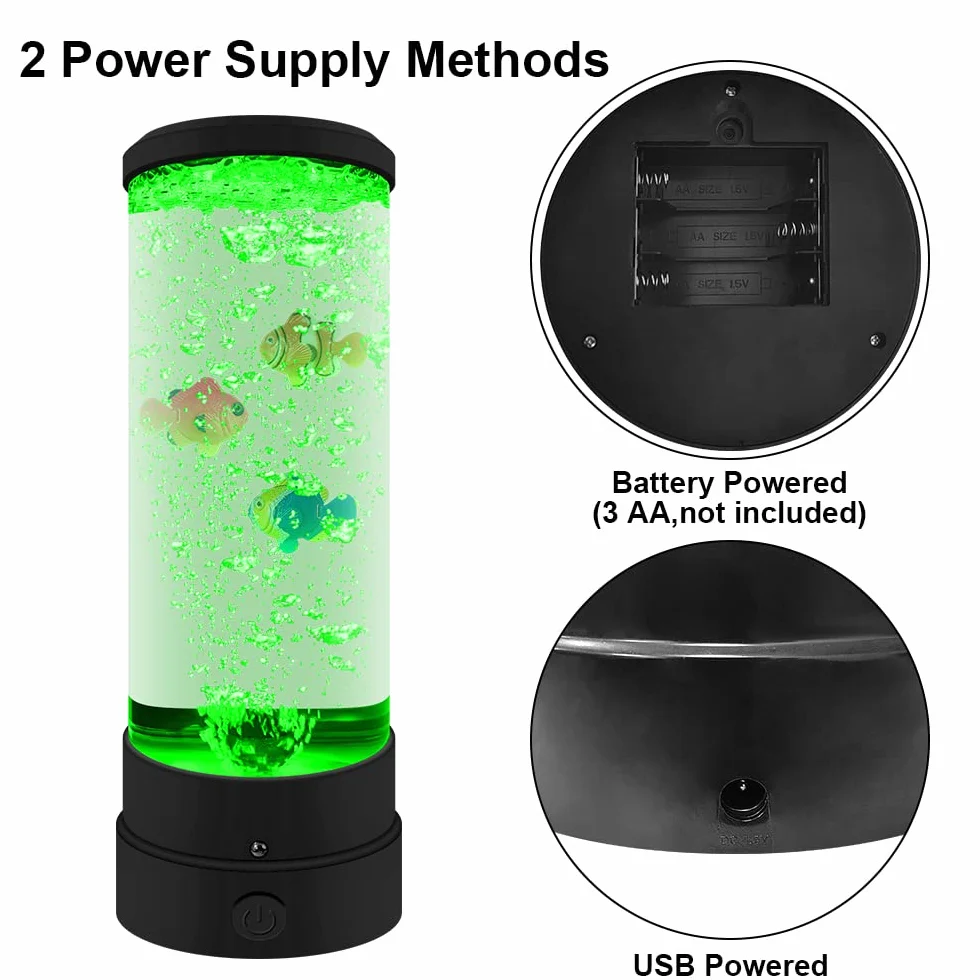 Lampa Bąbelkowa z Rybą do Akwarium, Nastrojowa z Pilotem Zdalnego Sterowania, USB, Dekoracja Nocna