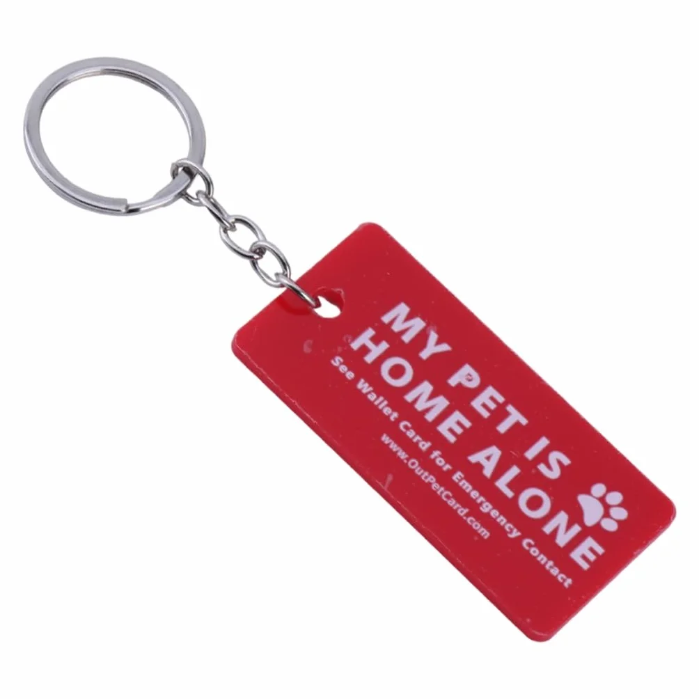 Dog are Home Alone Alert Card & Key Tags with Call Cards Pet Keychain