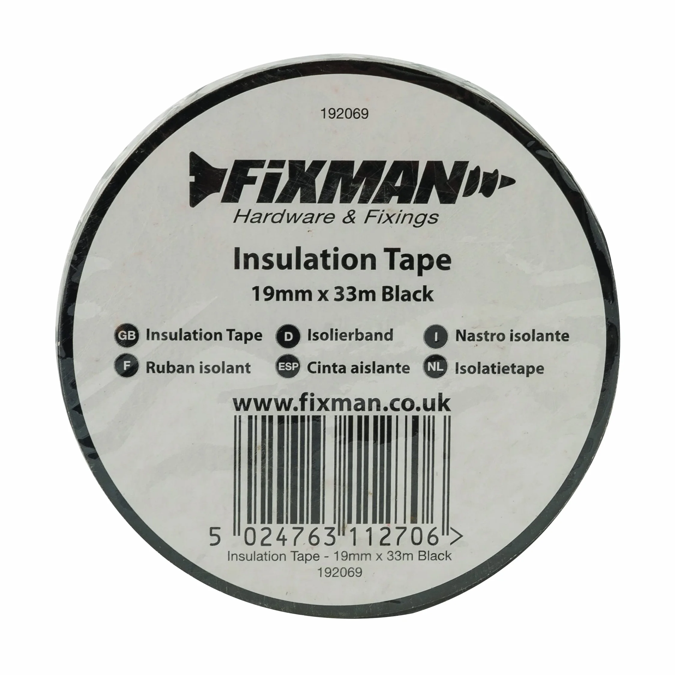 Fixman 192069 Taśma Izolacyjna, Czarny, 19 mm x 33 m