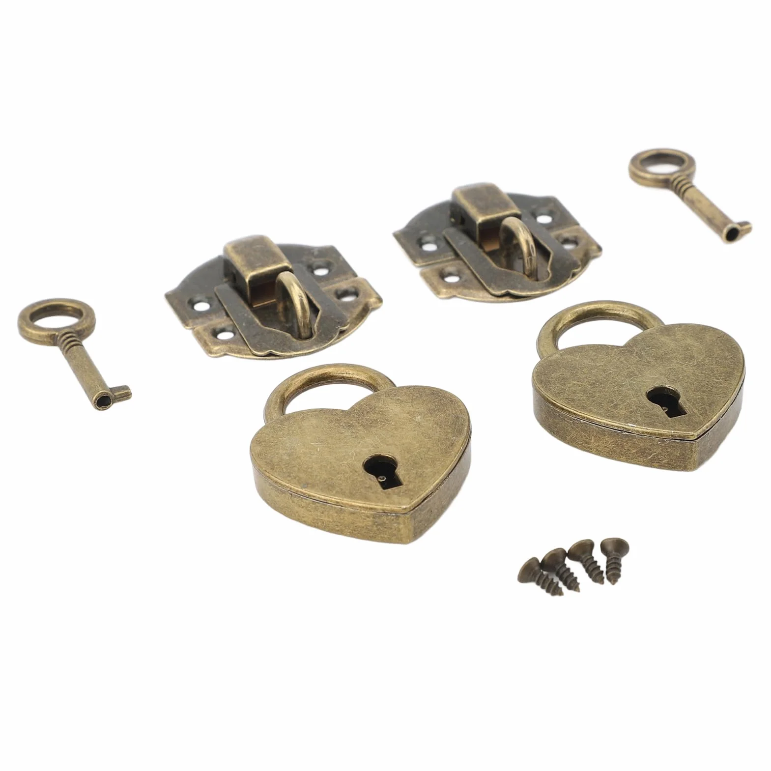 Generic Vintage Hasp Hasp Latch Padlock, w Kształcie Serca, Stopu Cynku, Kompletne Rozwiązanie Bezpieczeństwa, Instalacja Bez Wysiłku, Drewniane Pudełka, Rzemiosła, Pudełka Biżuterii, (Brązowy)