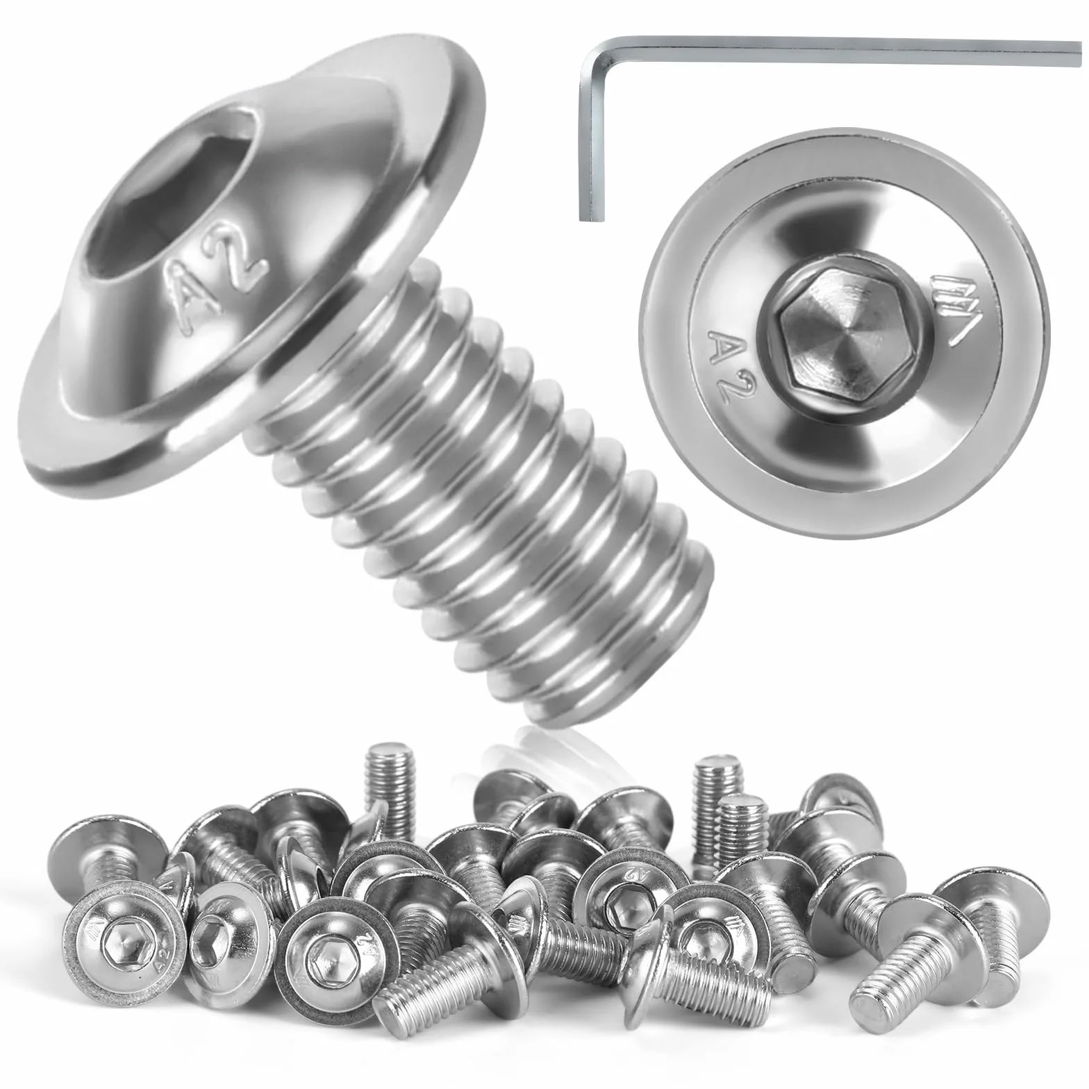 30 sztuk śrub ze stali nierdzewnej M6 x 12 mm, śruby ze stali nierdzewnej, śruby z łbem soczewkowym, sześciokątne, śruby M6 z kluczem imbusowym do montażu mebli, obszarów przemysłowych