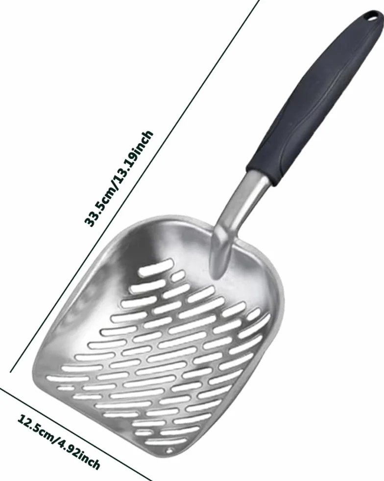 Łopata do kuwety, metalowa, nieprzywierająca, z wytrzymałego aluminium, trwała, metalowa kuweta dla kotów, kociąt, czarna