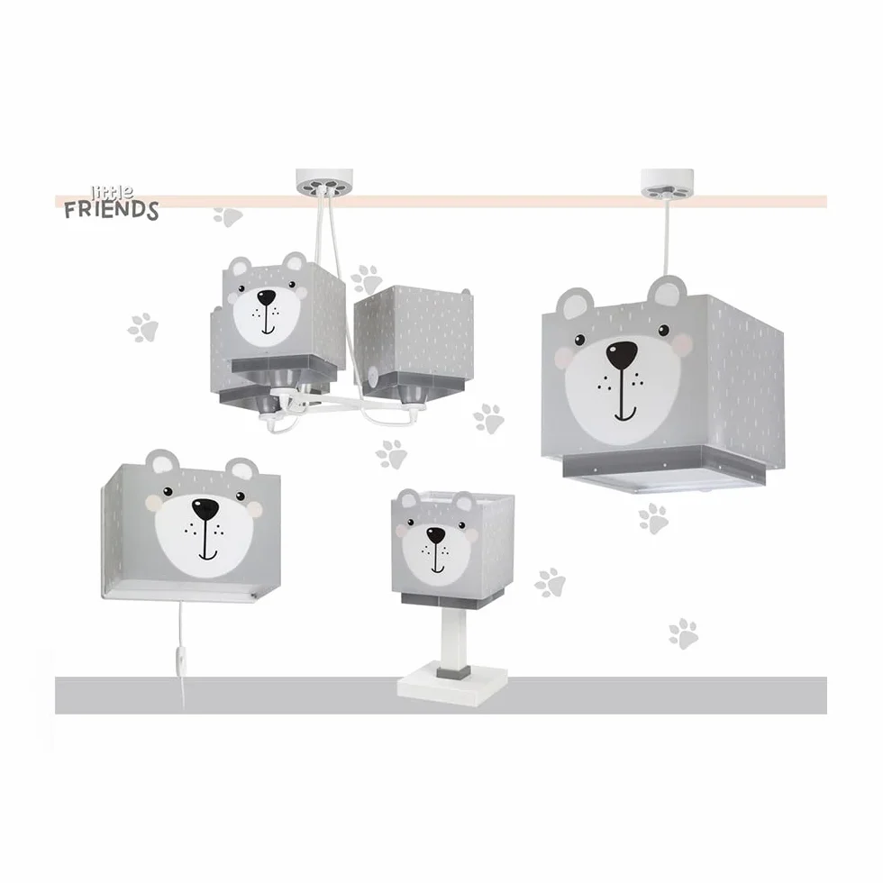Dalber Dziecięca lampa stołowa lampka nocna pokój dziecięcy Little Teddy Niedźwiedź Zwierzęta, szara, 64571, E14