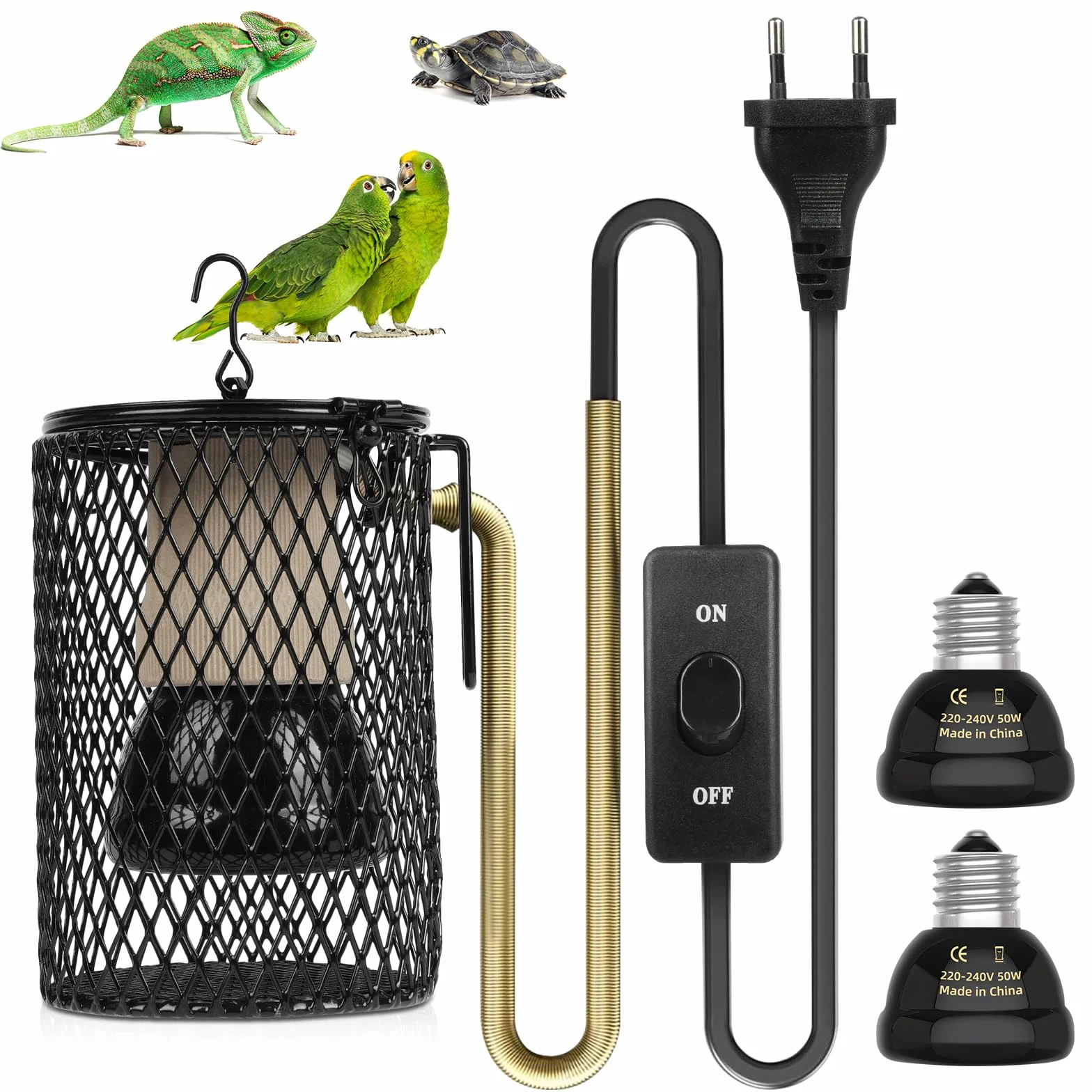 Grzewcza lampa dla gadów, ceramiczne żarówki na podczerwień, 50W, AC 220V, E27