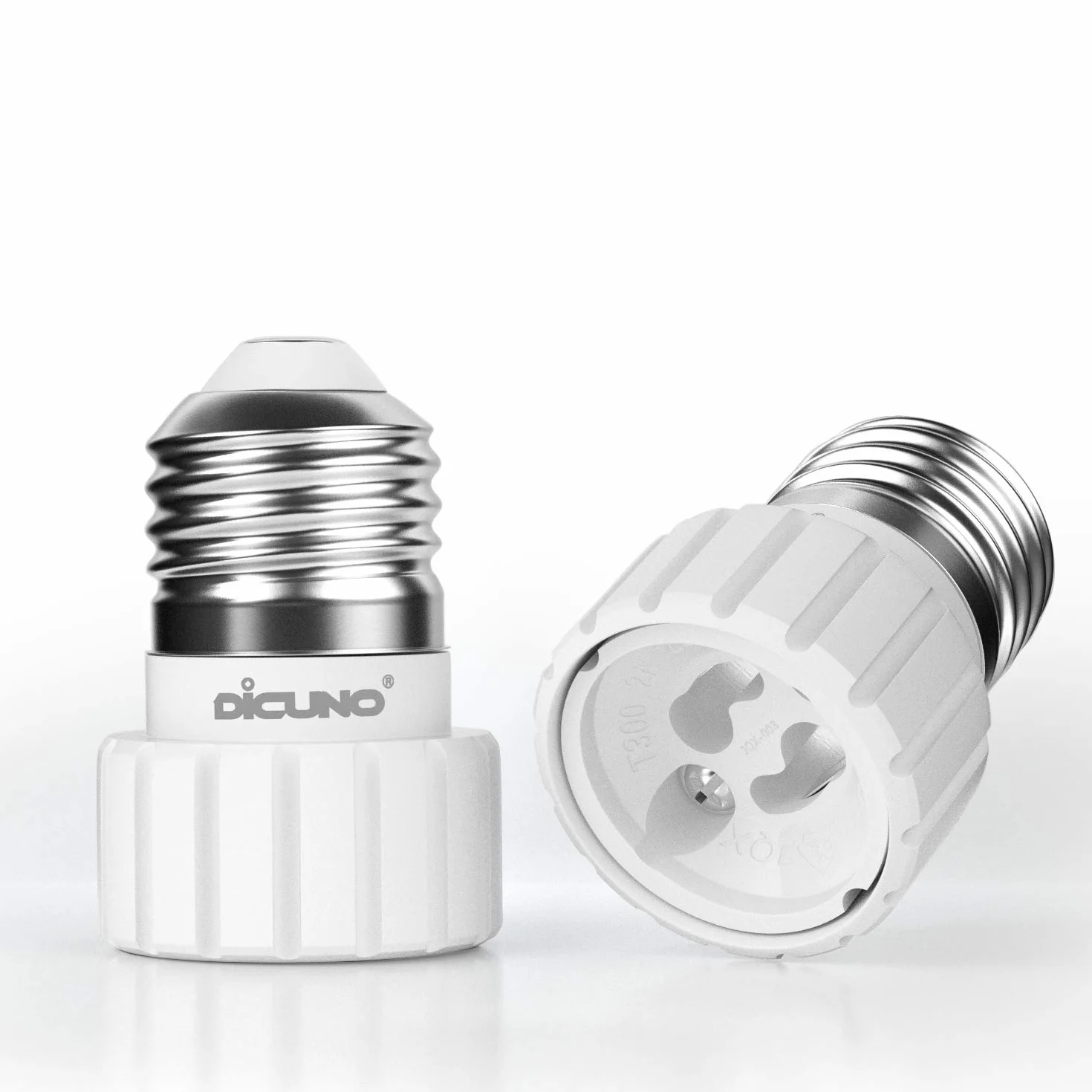 DiCUNO Konwerter gniazd E27 na GU10 / śruba Edisona E27 na GU10 adapter do żarówek LED maksymalna moc 200 W maksymalne napięcie 250 V 2-pak [klasa energetyczna A++]
