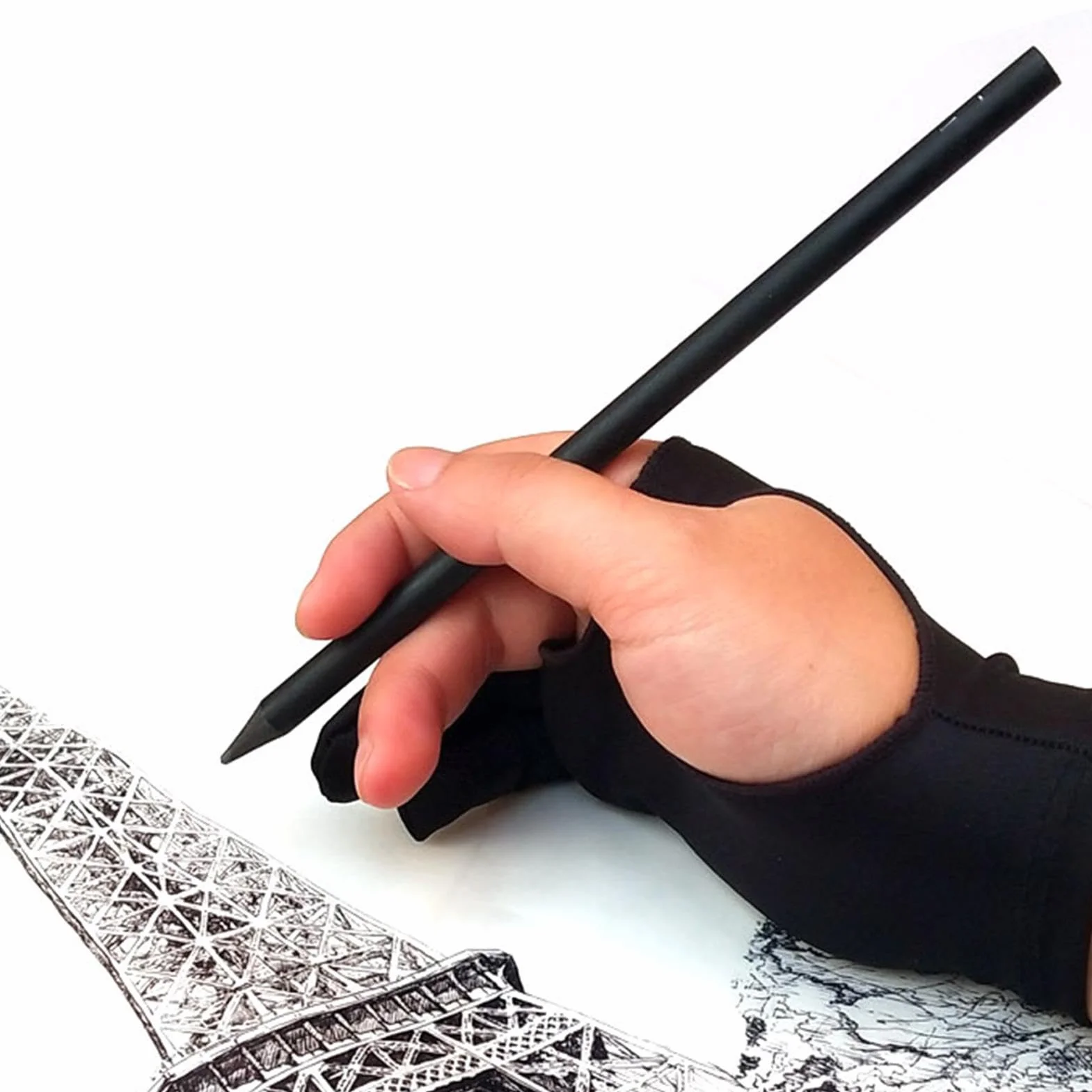 Rękawica do tabletu graficznego z dwoma palcami - ochrona przed plamami, zmniejszająca tarcie