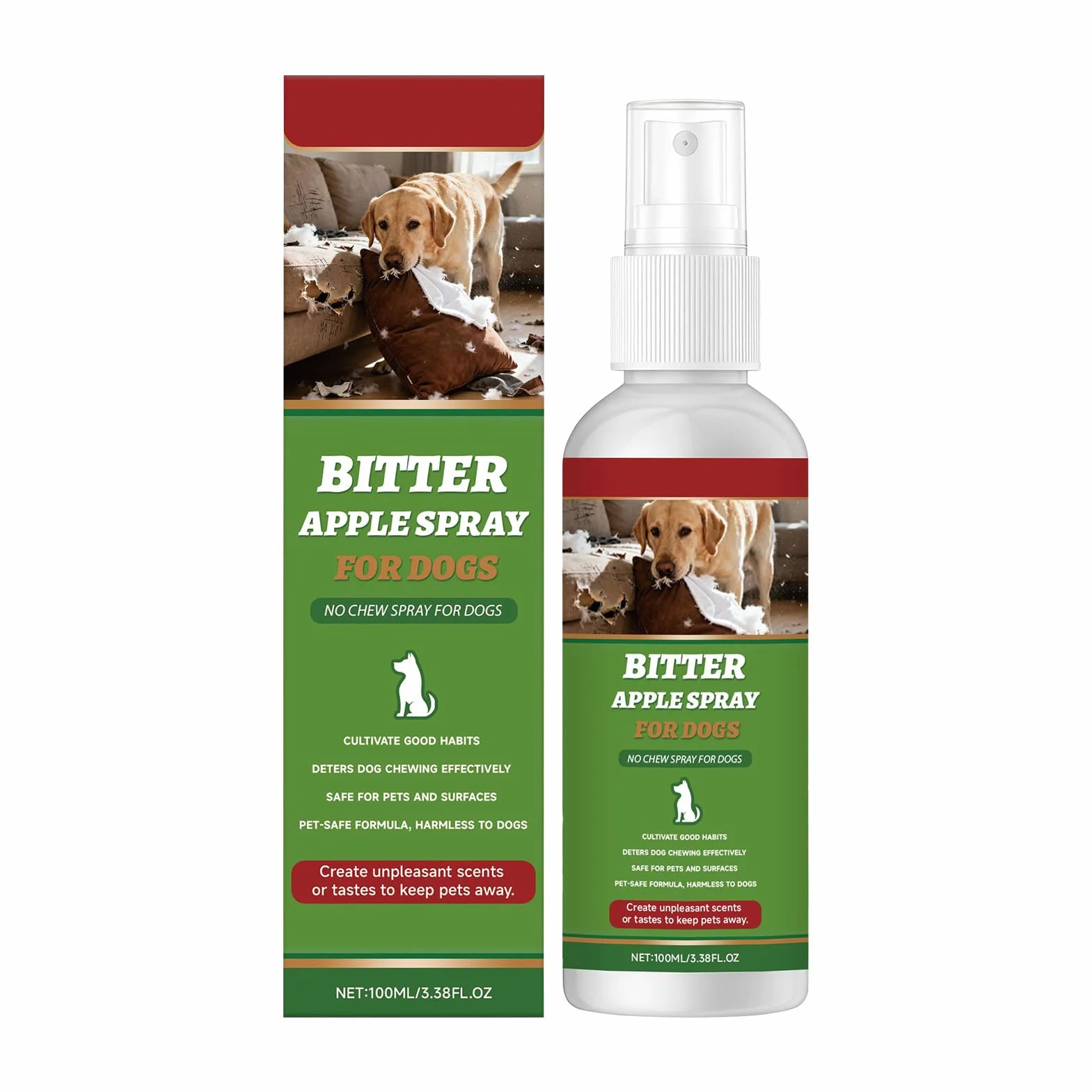 Spray do ?ucia dla psów, naturalny sk?adnik, 100 ml, naturalny korektor zachowania , spray ochronny do mebli, trwa?y, do wewn?trz, zewn?trz, dywan