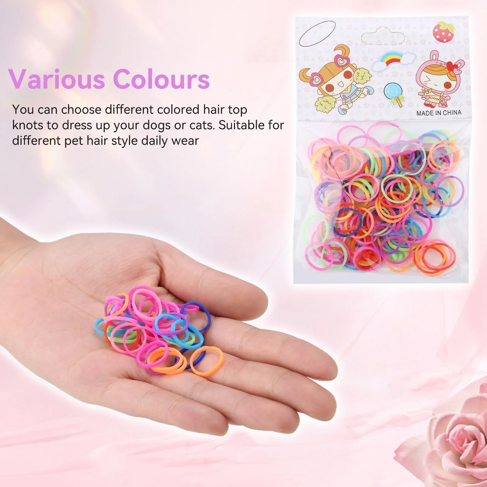 10 paczek gumki dla psów, bardzo elastyczne Coloful mini gumki opaski do włosów dla psów DIY pielęgnacja psów akcesoria do włosów dla małych psów Yorkie Pudel Dog