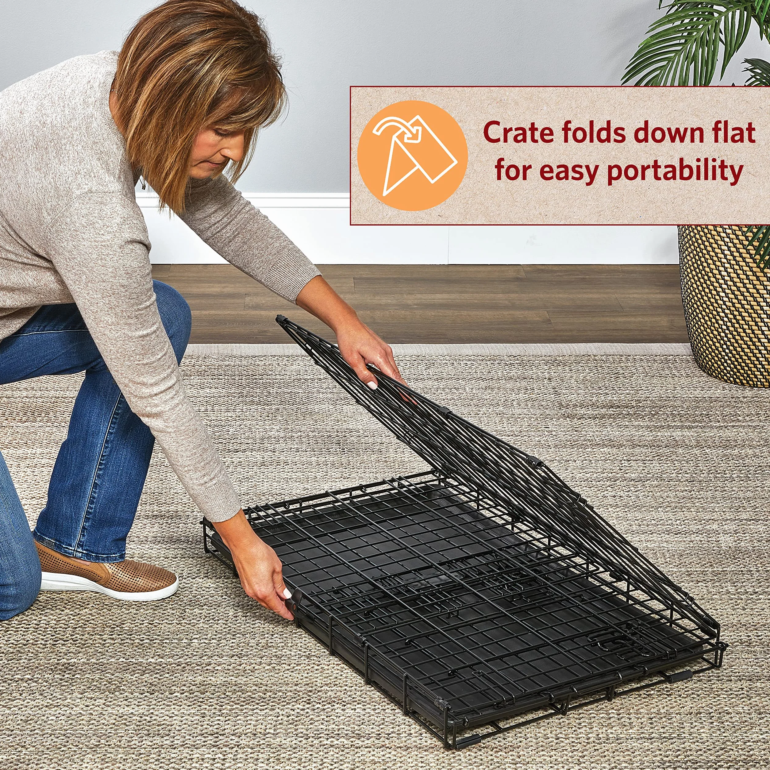 MidWest Homes for Pets XS LifeStages Double Door 22-Inch Folding Dog Crate, Enhanced Security, Includes Leak-Proof Pan, Divider Panel, Handle, Rubber Feet