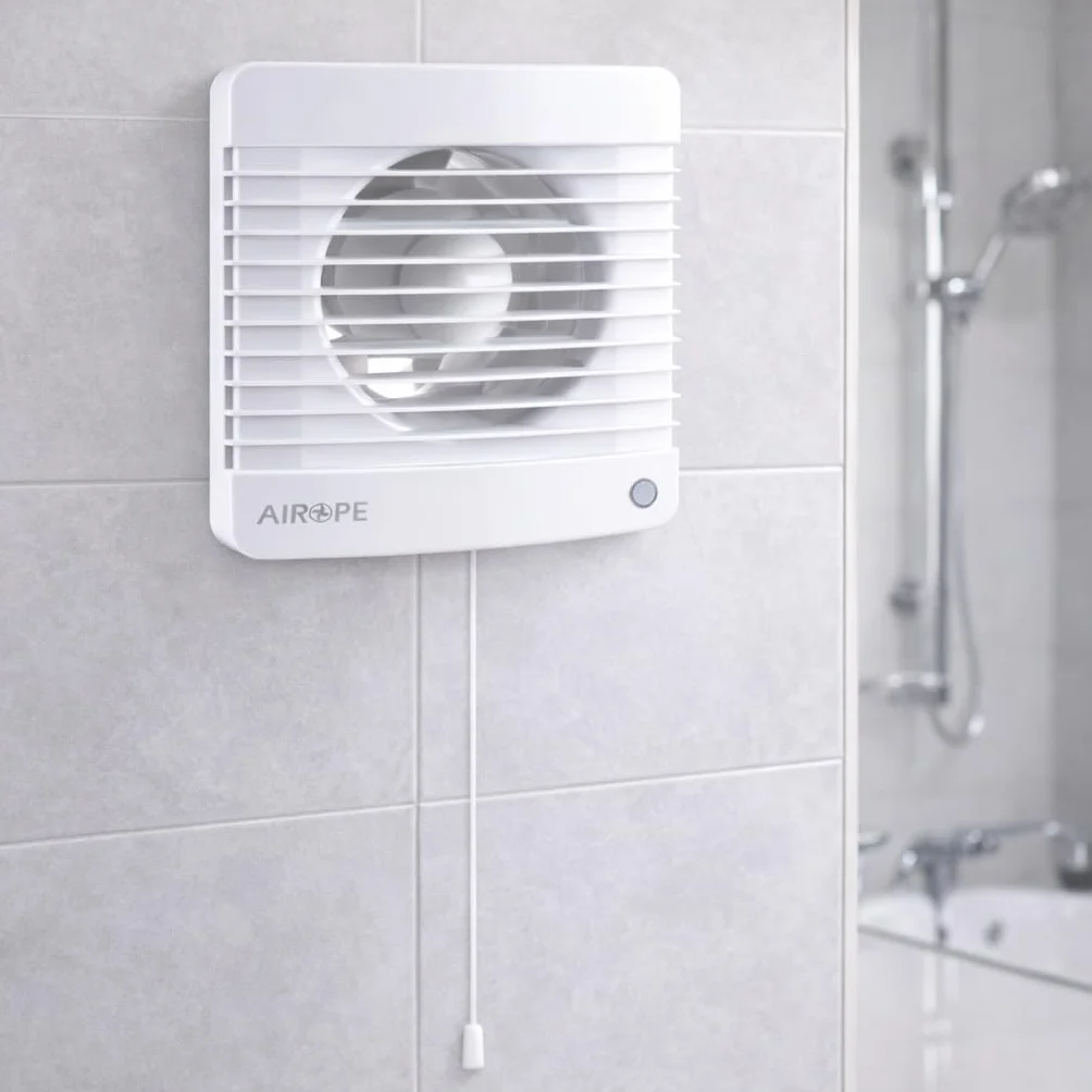 Wentylator wyciągowy powietrza VMC 100 mm z przełącznikiem suwakowym, zaworem zwrotnym + moskitiera, 7 W, 26 dB, do łazienki, kuchni, WC, cichy, 5 lat