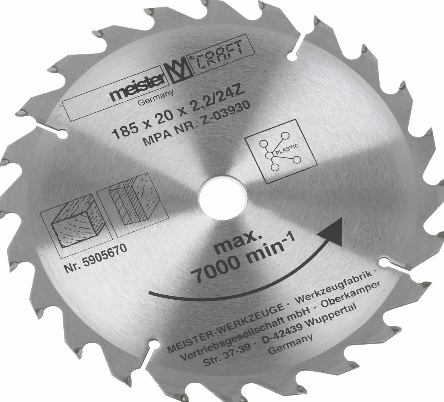 Meister Brzeszczot piły tarczowej Ø 185 x 20 x 2,2 mm 24 zęby z węglikiem spiekanym 6700 min-1