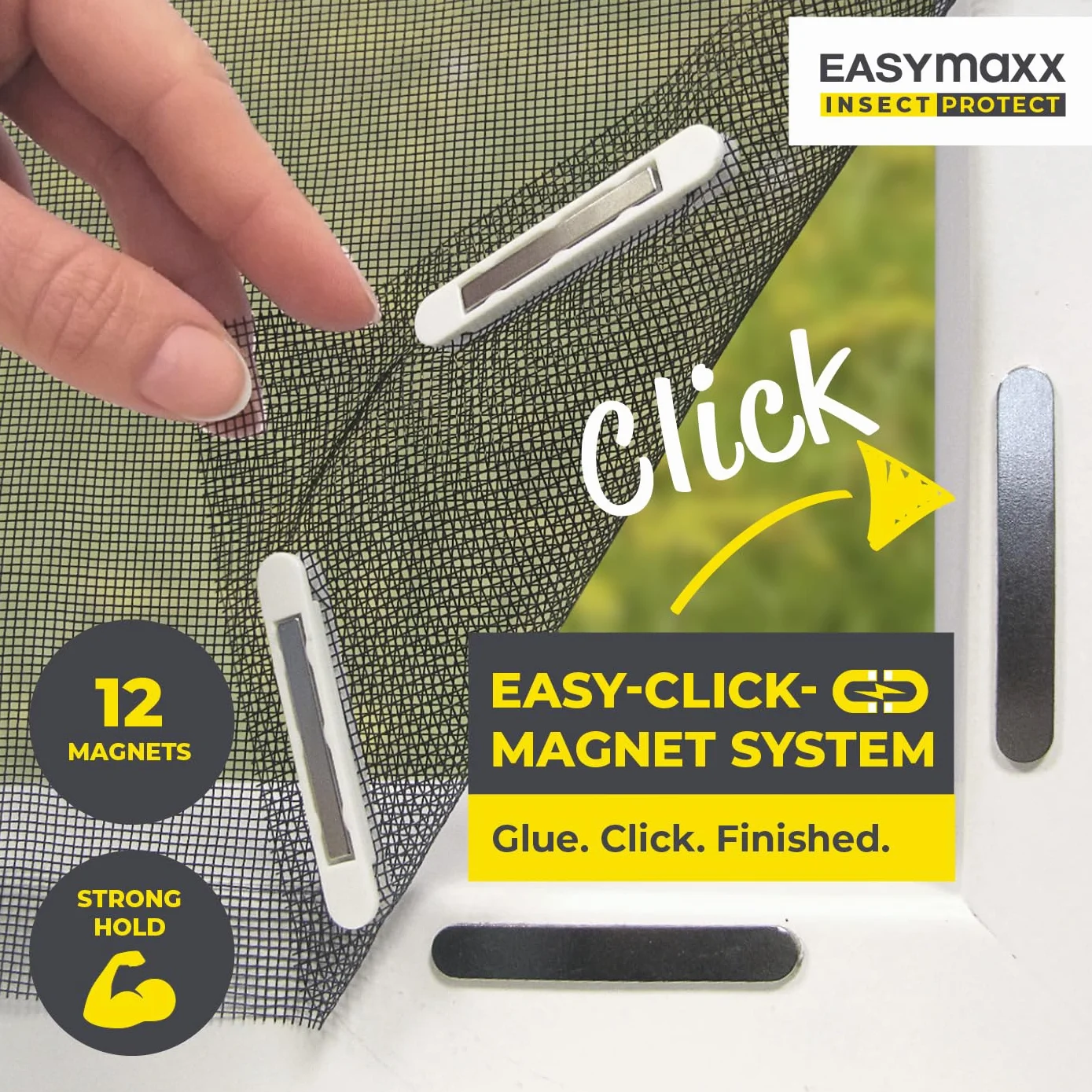 EASYmaxx Insect Protect moskitiera okienna z mocowaniem na magnes, moskitiera z możliwością przycięcia, ochrona przed owadami na okno do 110 x 130 cm, ochrona przed komarami, łatwy montaż, czarna