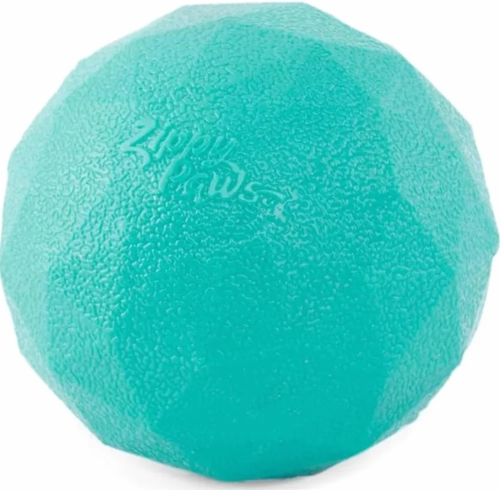 Zippypaws ZippyTuff Waggle Ball – piłka dla psa, która sprawia zabawny hałas podczas zwijania do wewnątrz i na zewnątrz, do interaktywnej zabawy, trwała i wytrzymała zabawka dla psa, turkusowa