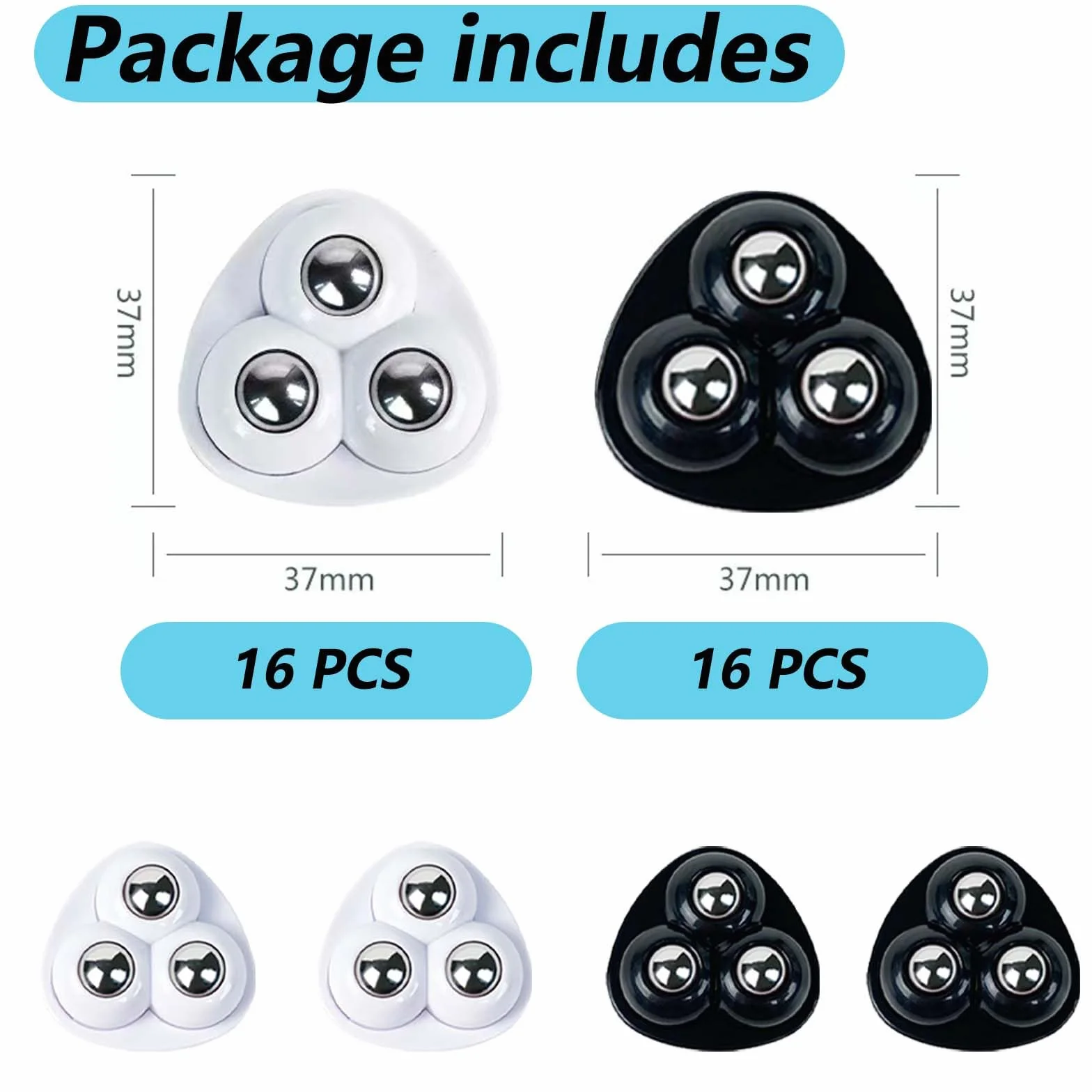 32 szt. Self Adhesive Mini Caster Wheels TREABEAR, kółka kulkowe do mebli, samoprzylepne kółka meblowe, samoprzylepne kółka obrotowe 360 stopni do transportu małych urządzeń gospodarstwa domowego