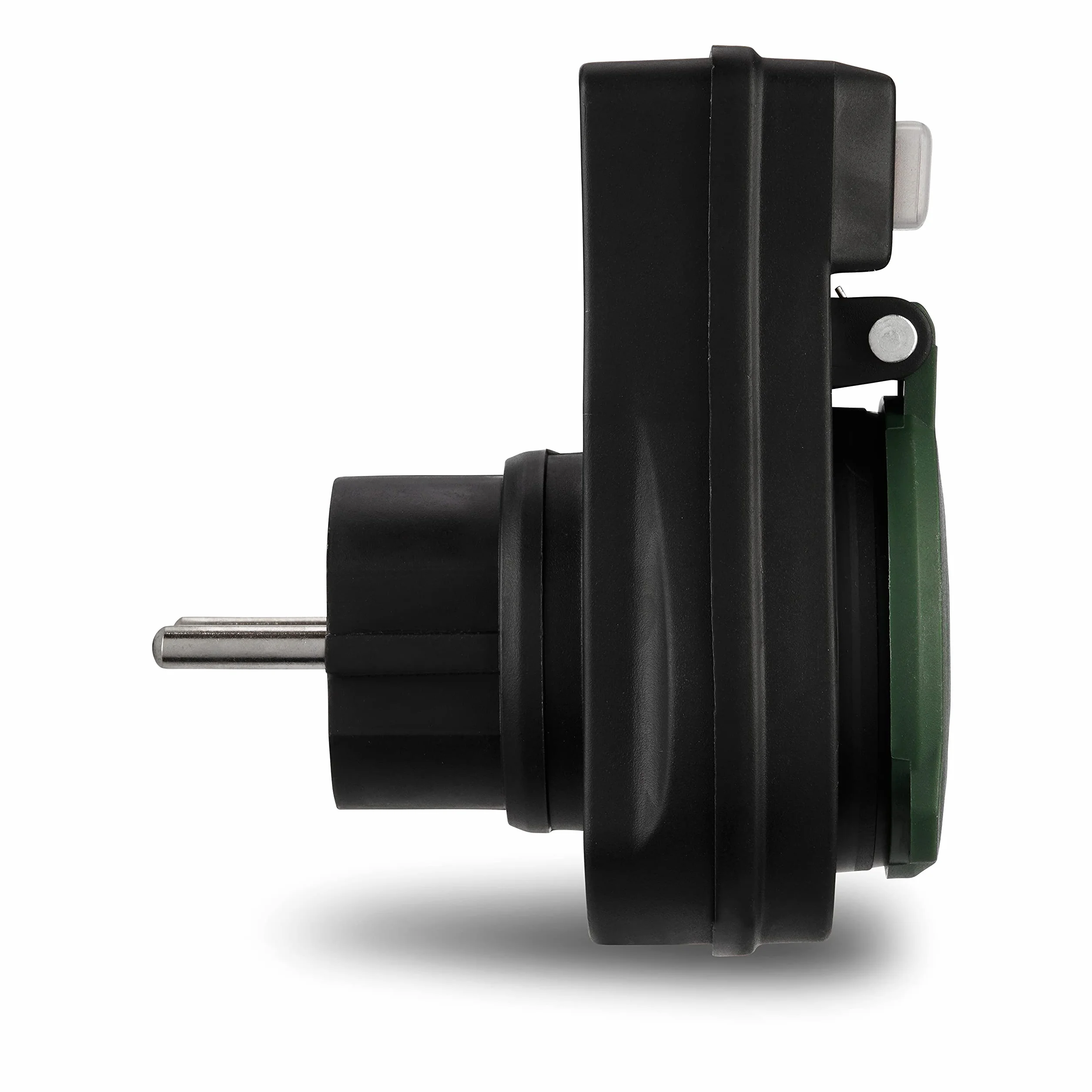 REV Adapter gniazda wtykowego – adapter do gniazdka IP44, z podświetlanym przełącznikiem, 3680 W, czarny