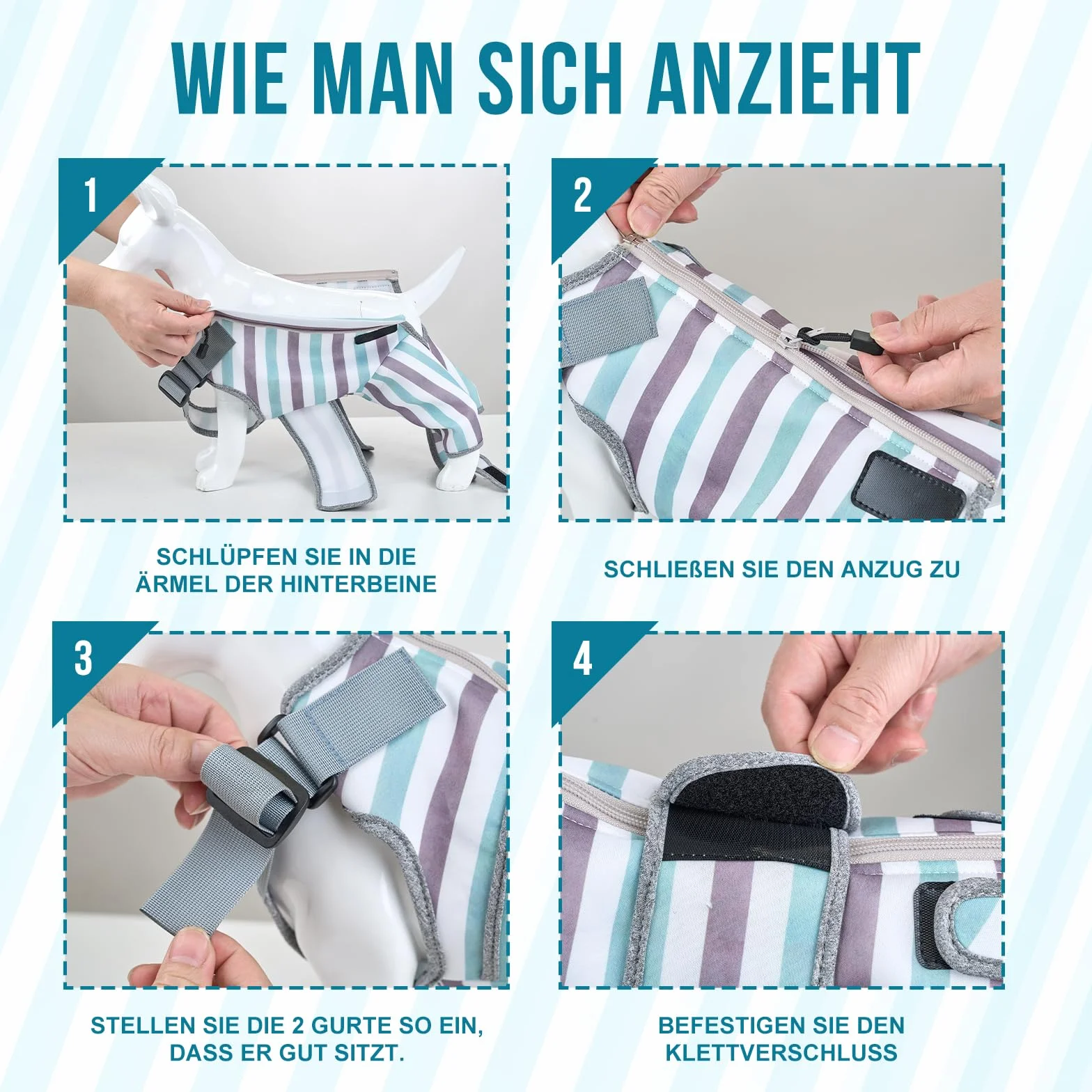 Arblina Kombinezon do regeneracji dla psa, oddychający kombinezon do regeneracji psa na tylne nogi, miękki ochraniacz na rany nóg psa, dla małych/średnich/dużych psów, jednoczęściowe psy po operacji