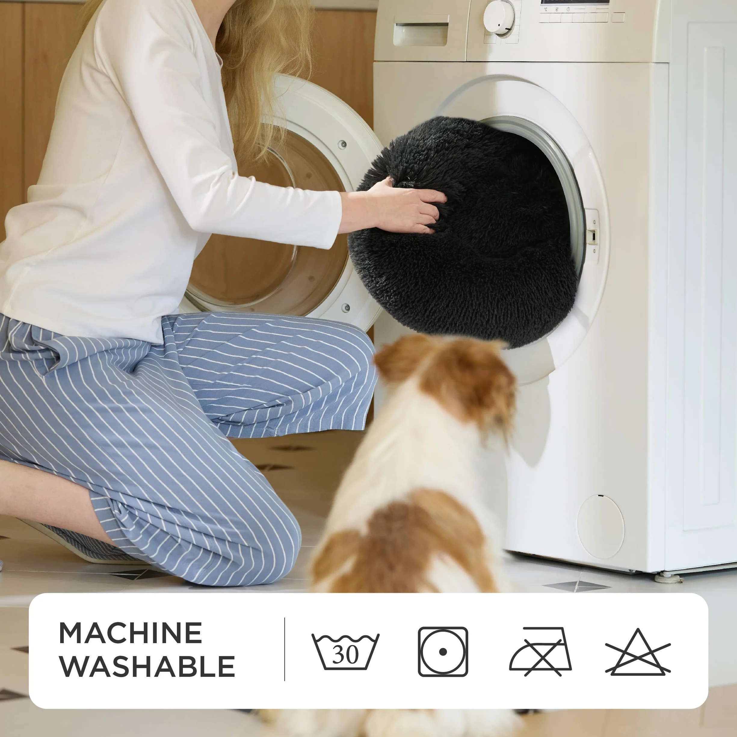 Bedsure miękki okrągły kosz z kotem - Miękka i wygodna poduszka dla kota - łóżko dla kota zmywalne i antystresowe, ciemnoszare siedzisko dla kota w małym rozmiarze, 50x50x16cm