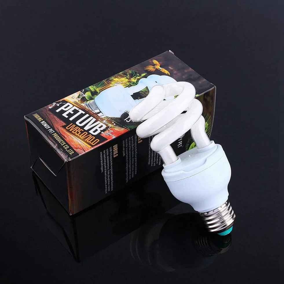 13W UVB 5.0, E27 Baza Energooszczędna Żółw Terrarium Terrarium Lampy REPTILE Żarówka UV, Wydajna do 50 cm, Symuluje pustynię, dostarcza promienie wapnia