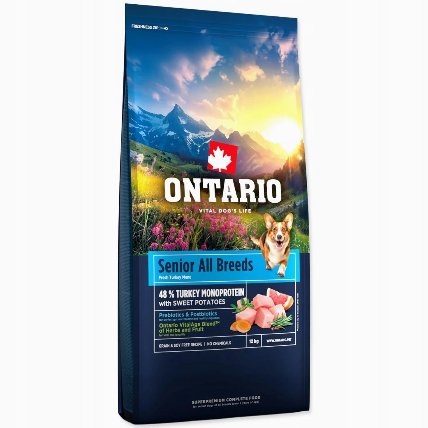 ONTARIO SENIOR MONO 12KG Karma Monoproteinowa dla Starszych Psów z Indykiem
