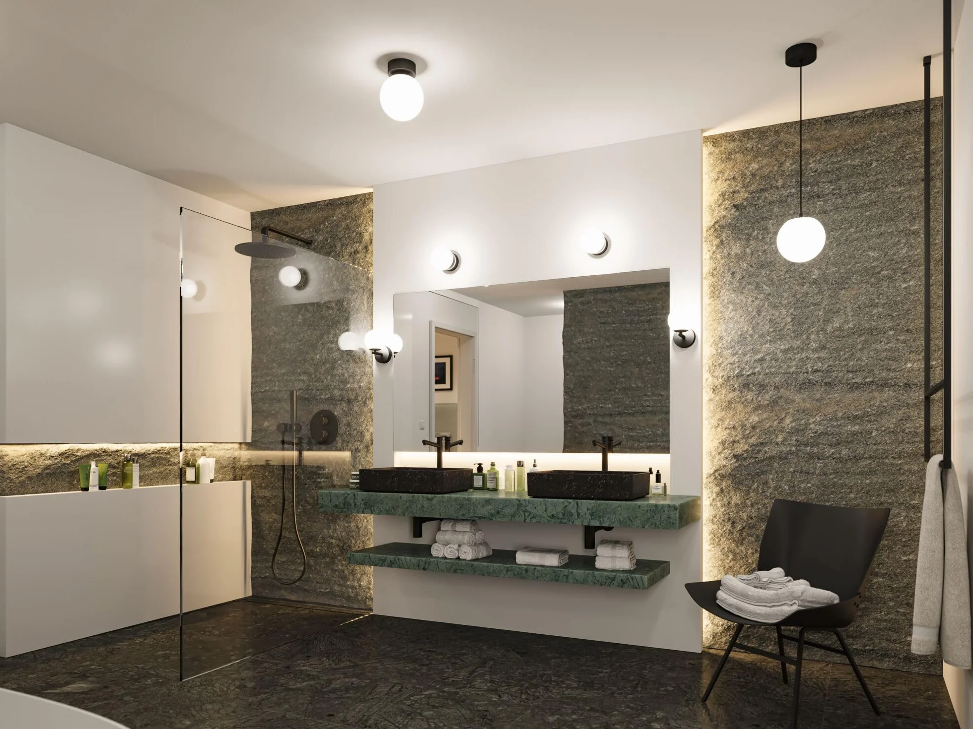 Paulmann 71074 LED oprawa naścienna Selection Bathroom Gove IP44 3000K 400lm 230V 5W czarny matowy, satynowy, oprawa łazienkowa