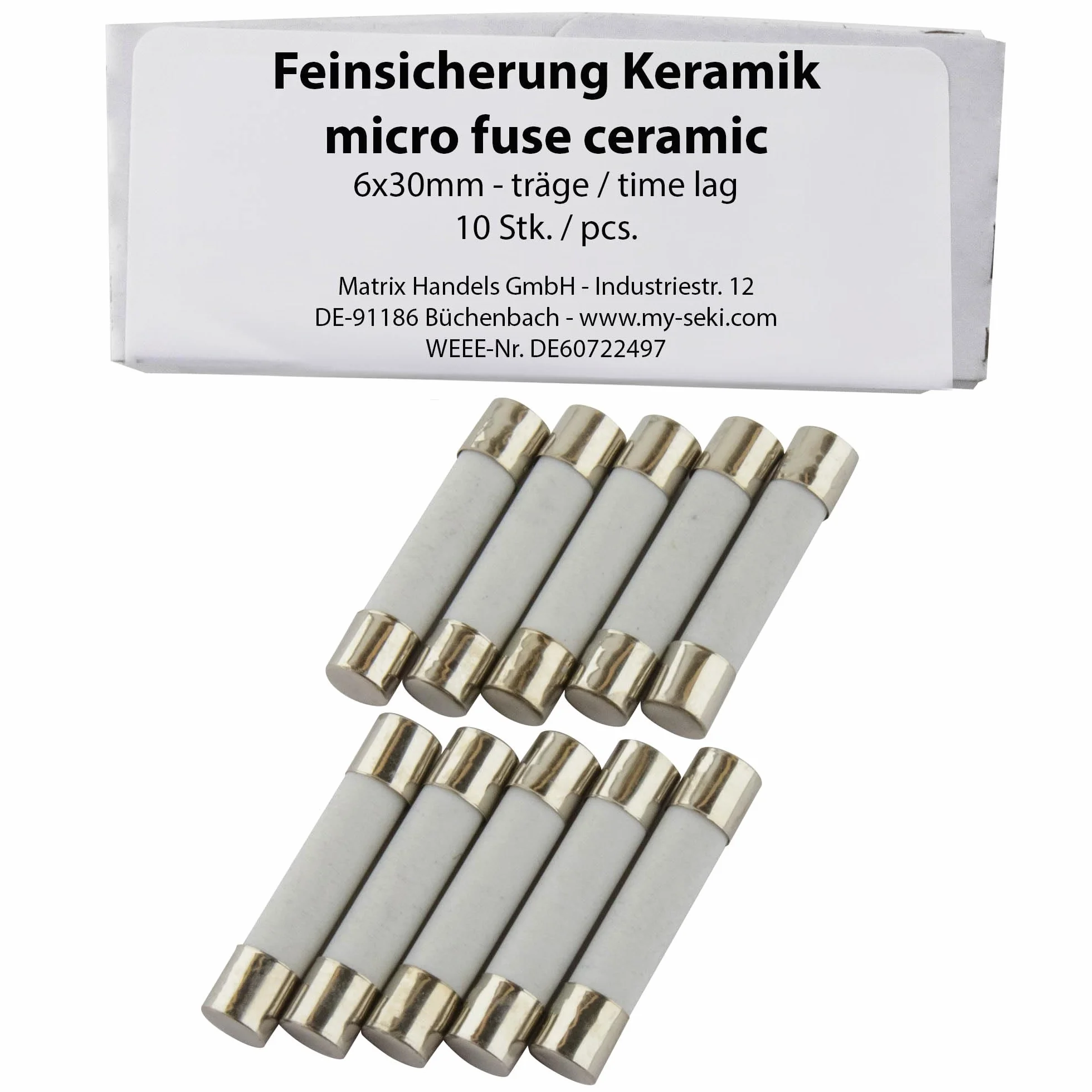 SeKi 10 sztuk bezpiecznik ceramiczny 15 A, 6 x 30 mm, nośny; bezpiecznik szklany 250 V