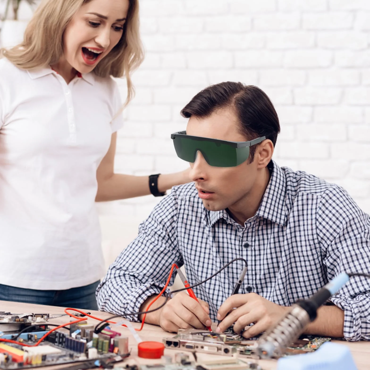 Joyan Regulowane okulary ochronne, laserowe, okulary ochronne na podczerwień, do prac spawalniczych, zielone soczewki