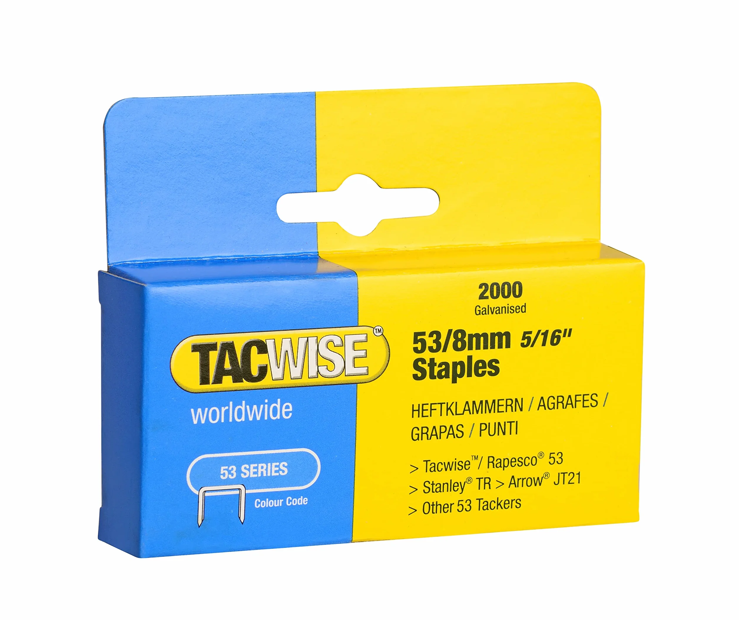 Tacwise 0335 Typ 53/8 mm ocynkowane zszywki, 2000 sztuk