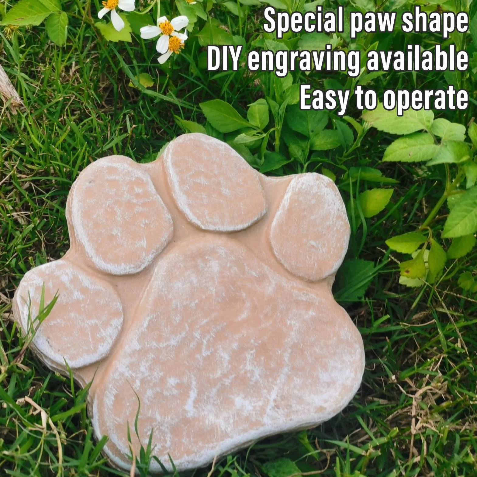Pawprint Kamień Pamięci DIY Marker Pet Nagrobki Pomnik z Żywicy dla Ogrodu Trawnika Patio