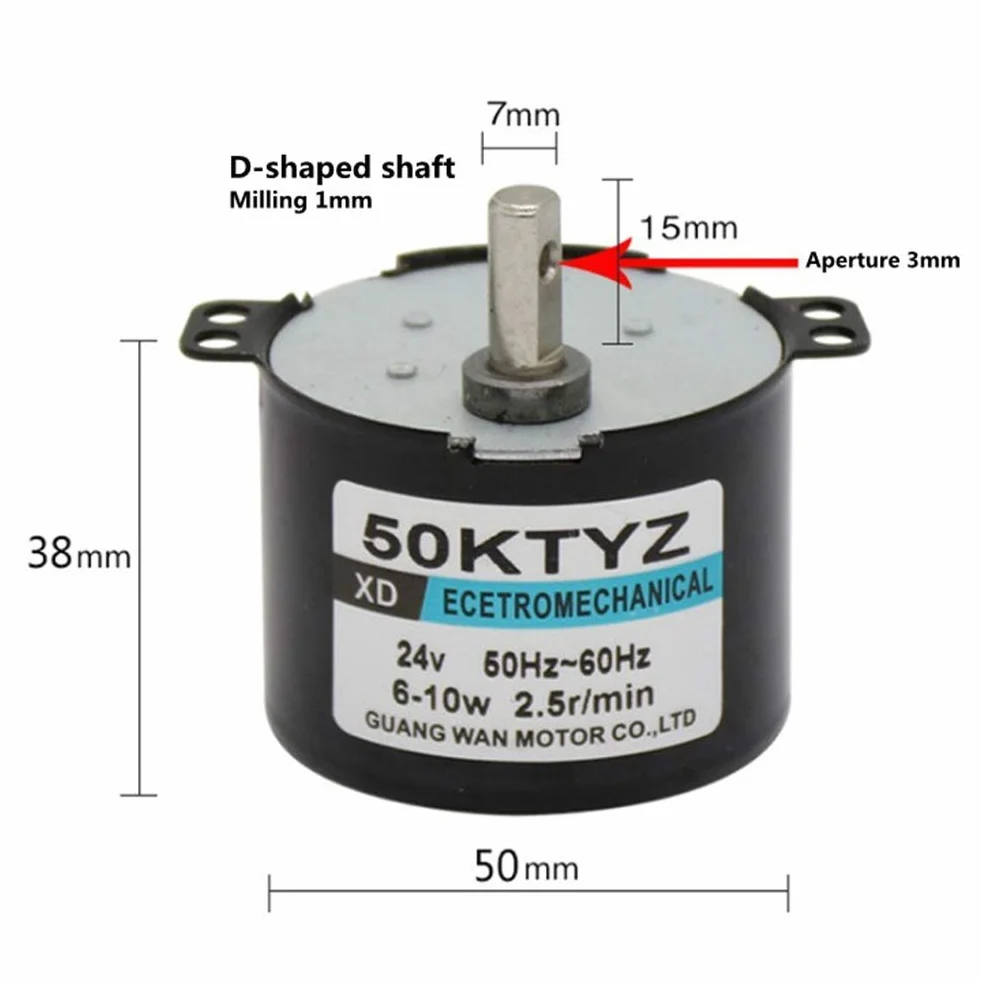 Silnik synchroniczny z magnesami trwałymi 50KTYZ CW/CCW Silnik elektryczny o niskiej prędkości i wysokim momencie obrotowym AC 220 V 6-10 W miniaturowy (5 obr./min)