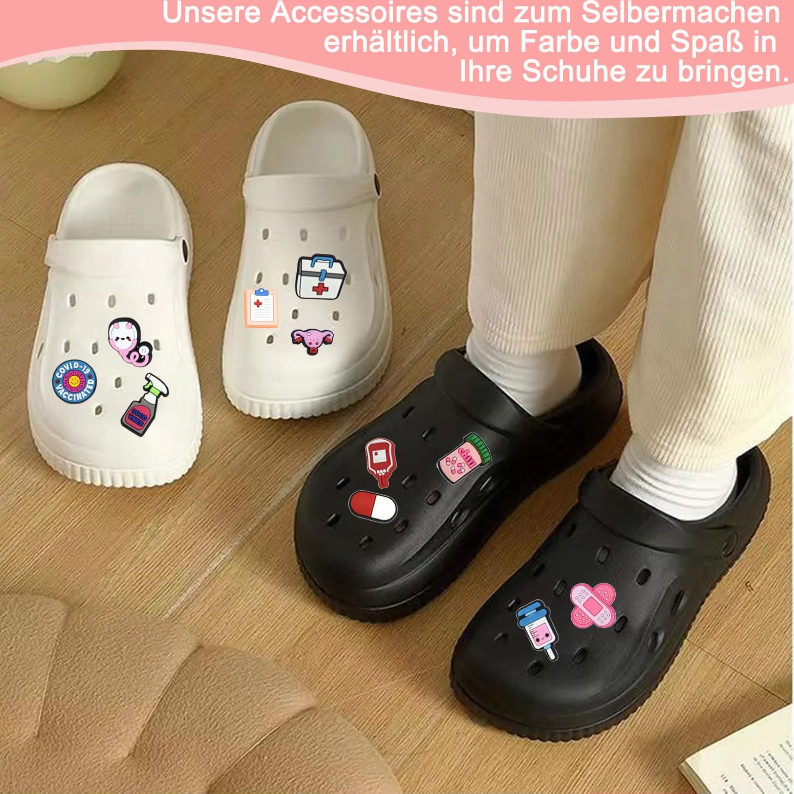 Wtyki do butów dla pielęgniarki, 40 sztuk, przypinki Crocs, ozdoba do butów dla dzieci, ozdoba do butów, ozdoba butów, PVC