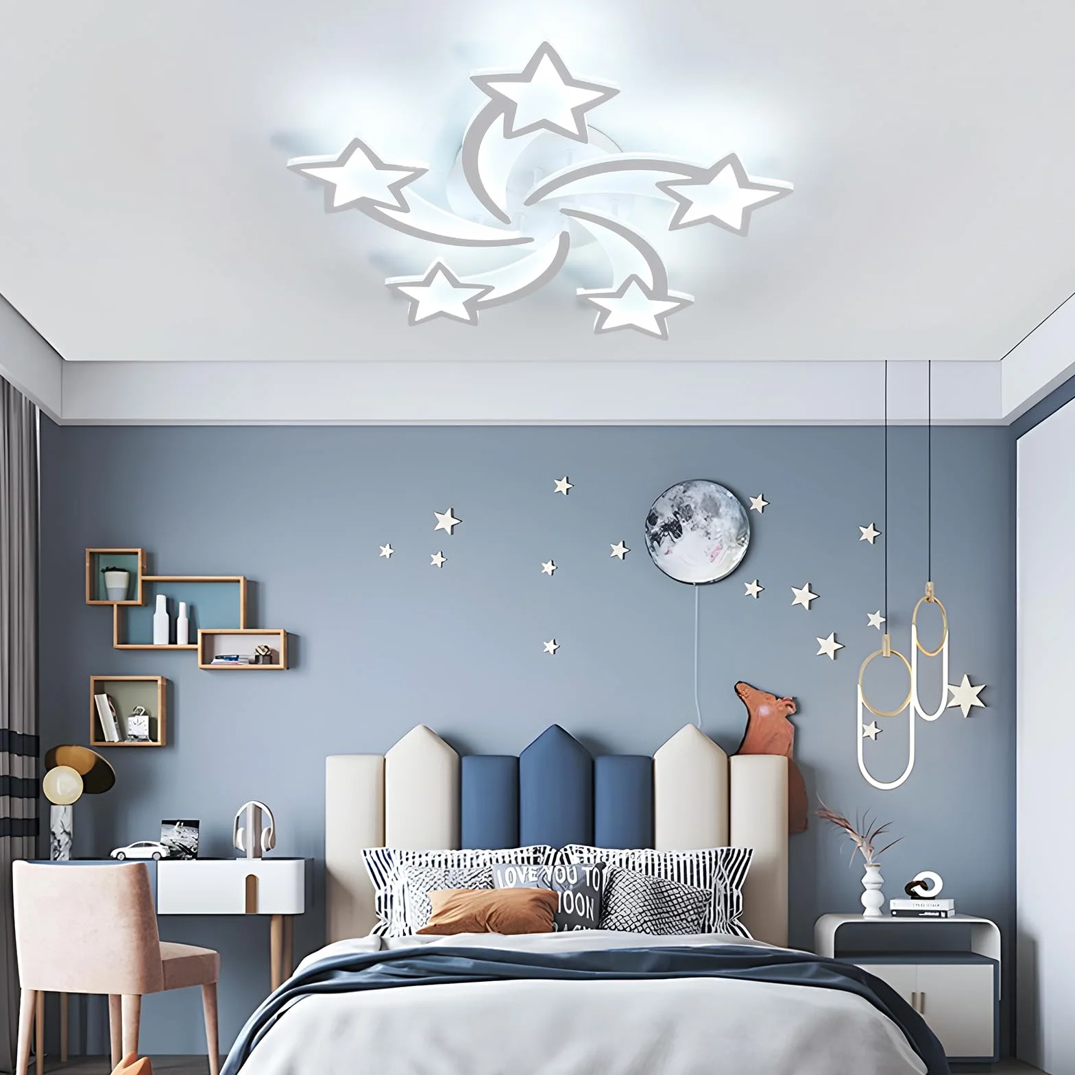 Toolight Lampa sufitowa LED do ściemniania 50 W, 6200 lm, żyrandol do pokoju dziecięcego z pilotem zdalnego sterowania 3000 K-6500K, nowoczesna akrylowa lampa sufitowa do pokoju dziecięcego, salonu,