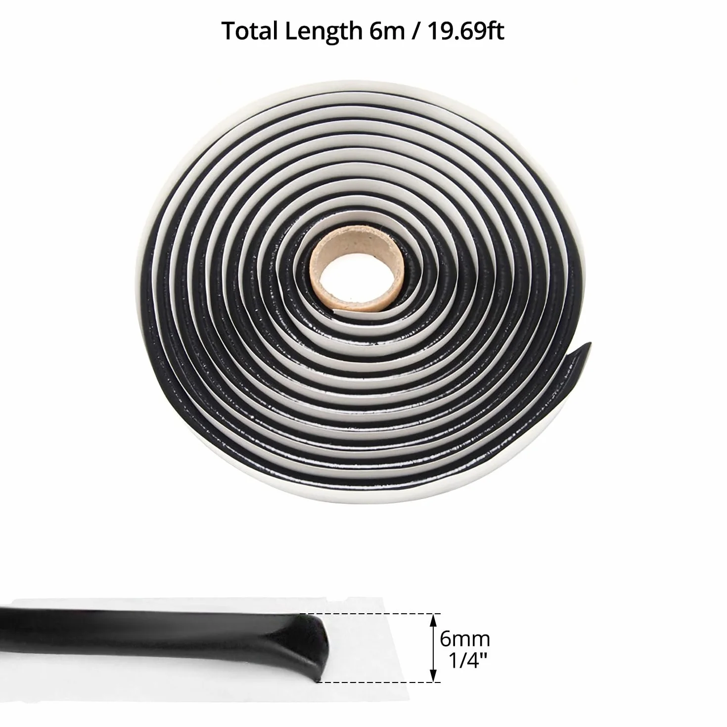 QWORK® Taśma butylowa, średnica 6 mm x 6 m, do szyb przednich drzwi samochodowych reflektorów ciężarówek, 1 sztuka