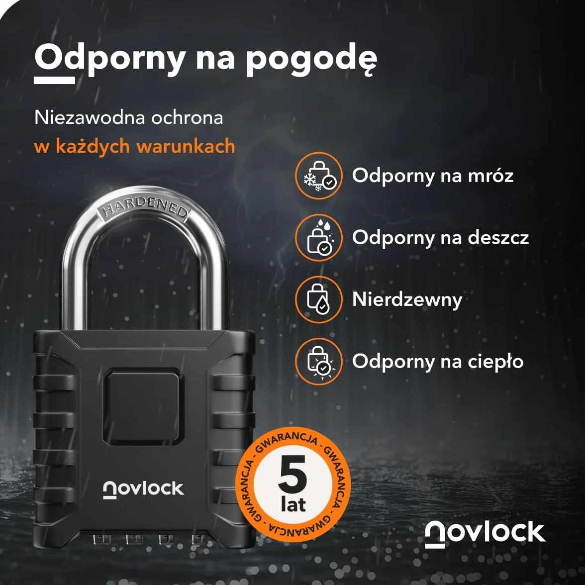 Kłódka szyfrowa heavy-duty 8 mm czarna do bram i ogrodzeń