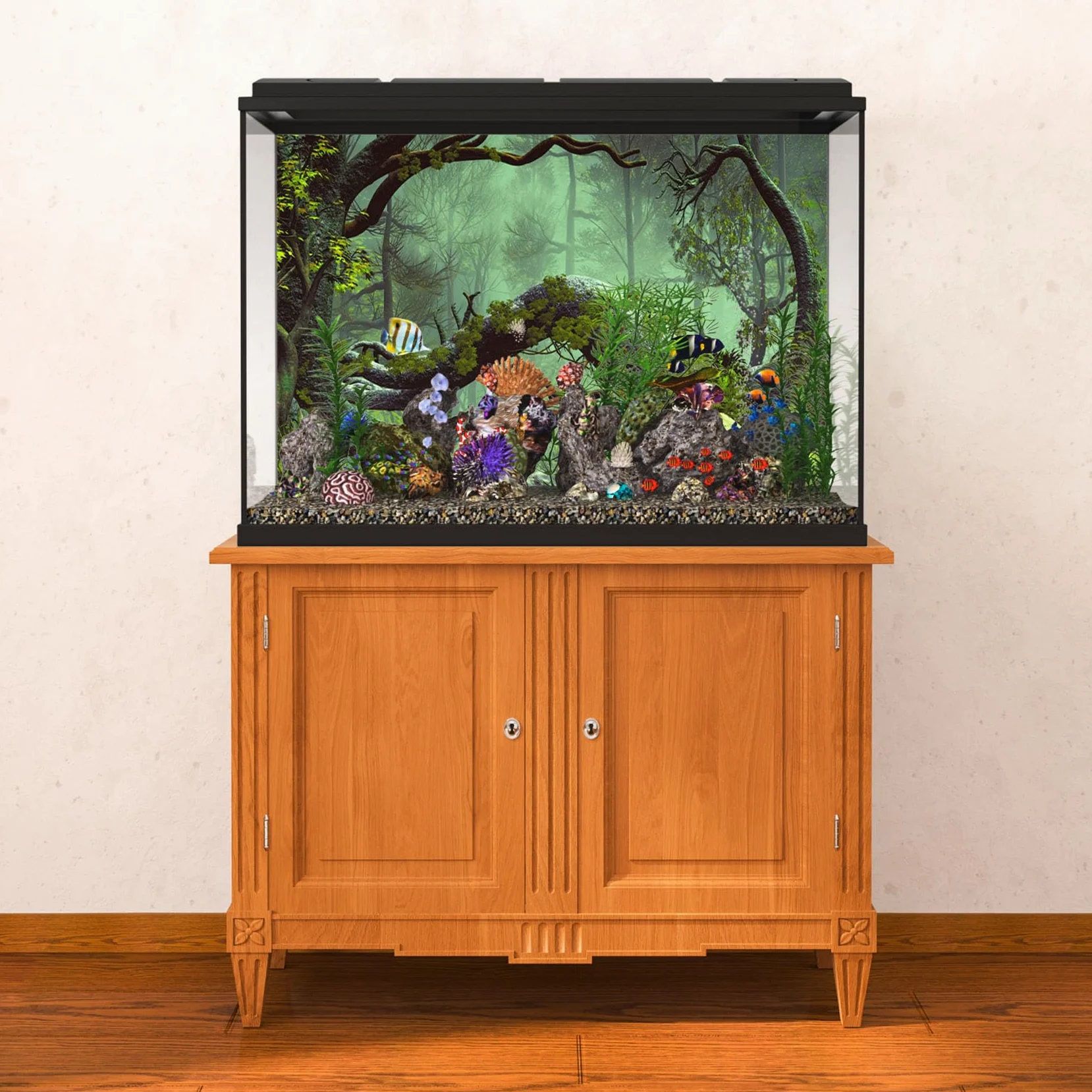 Terrarium tło winylowe 120 x 46 cm mglisty las tropikalne gad siedlisko akwarium
