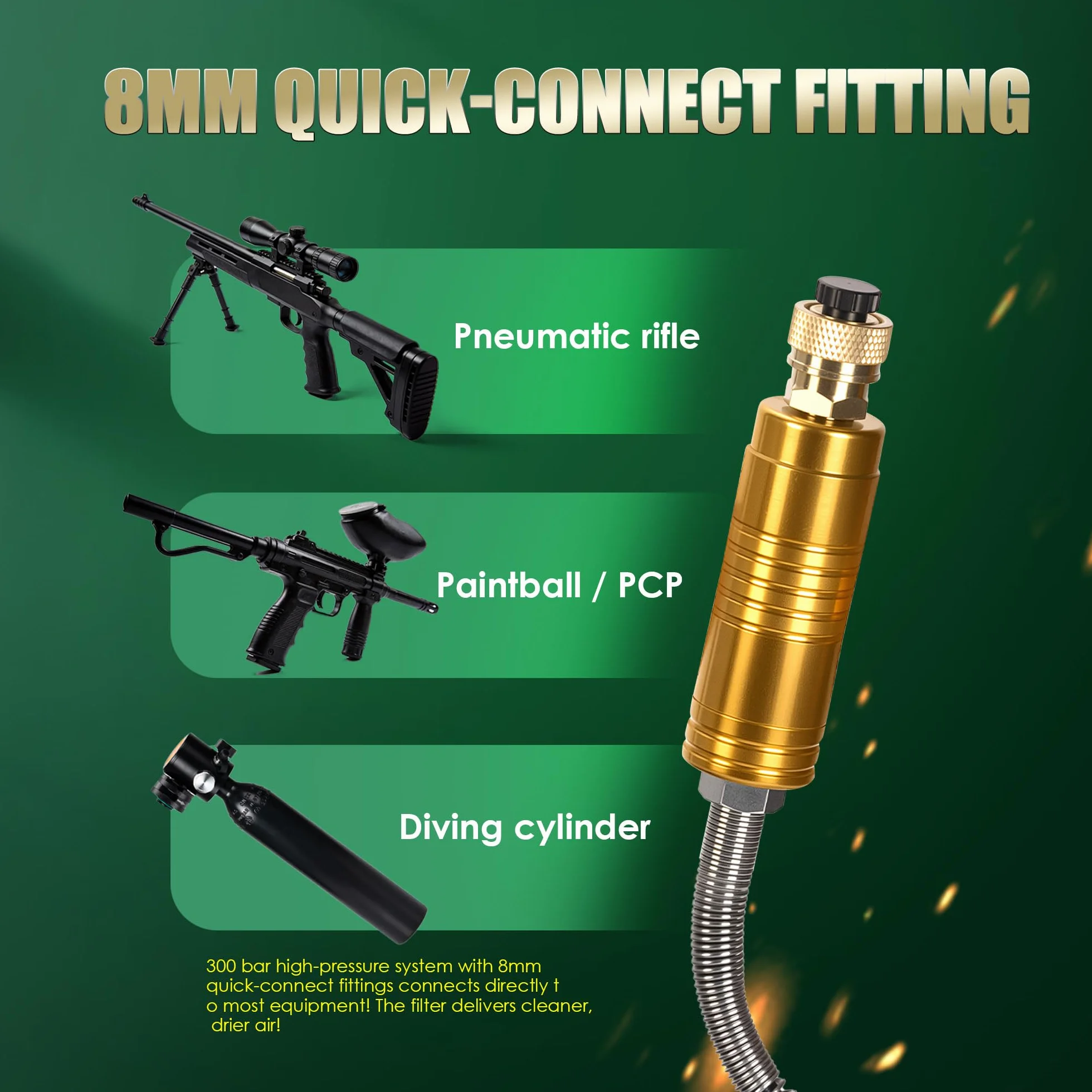 Sprężarka powietrza TUXING Pcp, 4500Psi 30Mpa, bezolejowa/wodna, zasilana samochodem 12 V DC lub domowym 220V AC z adapterem (w zestawie), pompa do wiatrówek i wiatrówek PCP (TXES061)