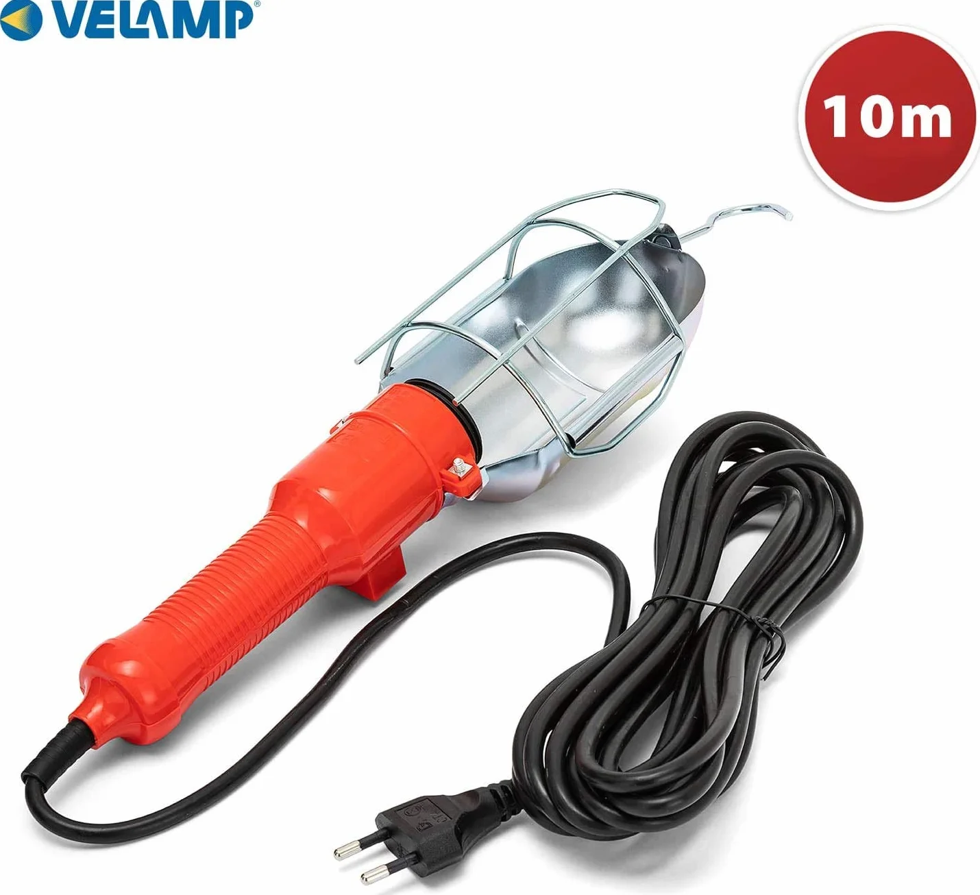 Velamp Przenośna lampa robocza E27 60 W z kablem 10 m pomarańczowa