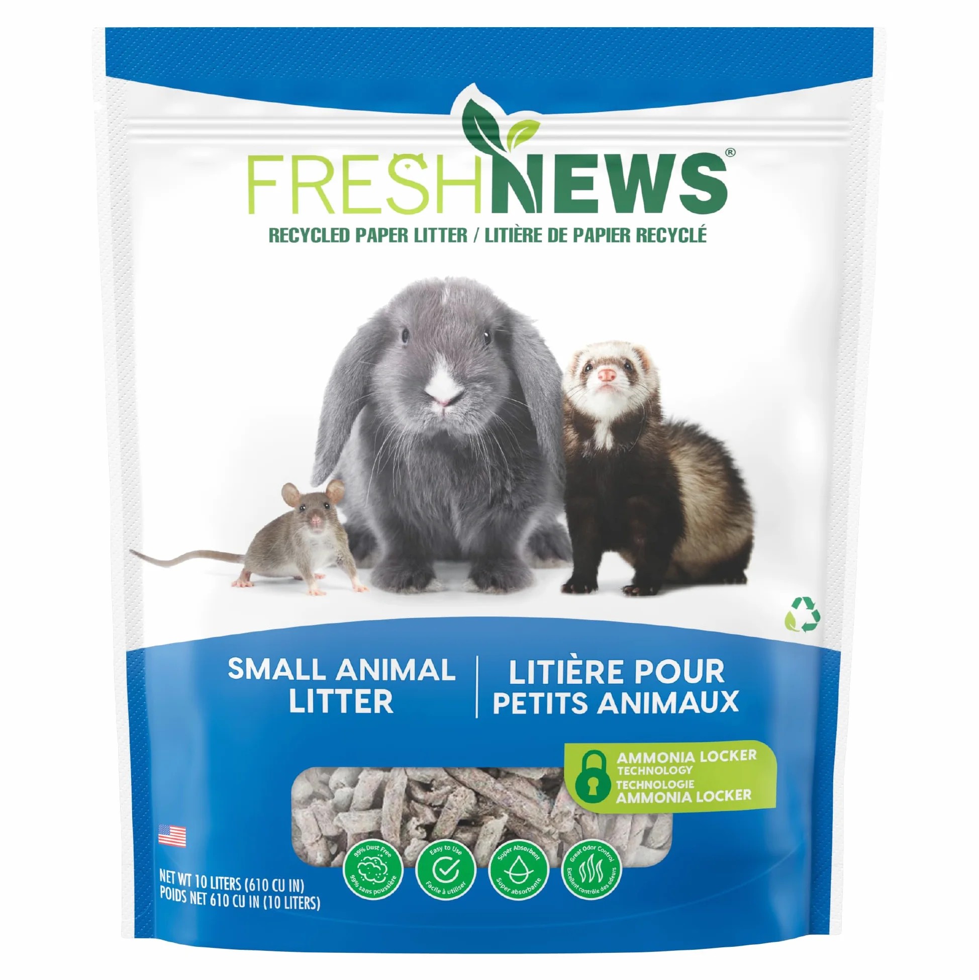 Fresh News Żwirek dla małych zwierząt, szary, 10 litrów