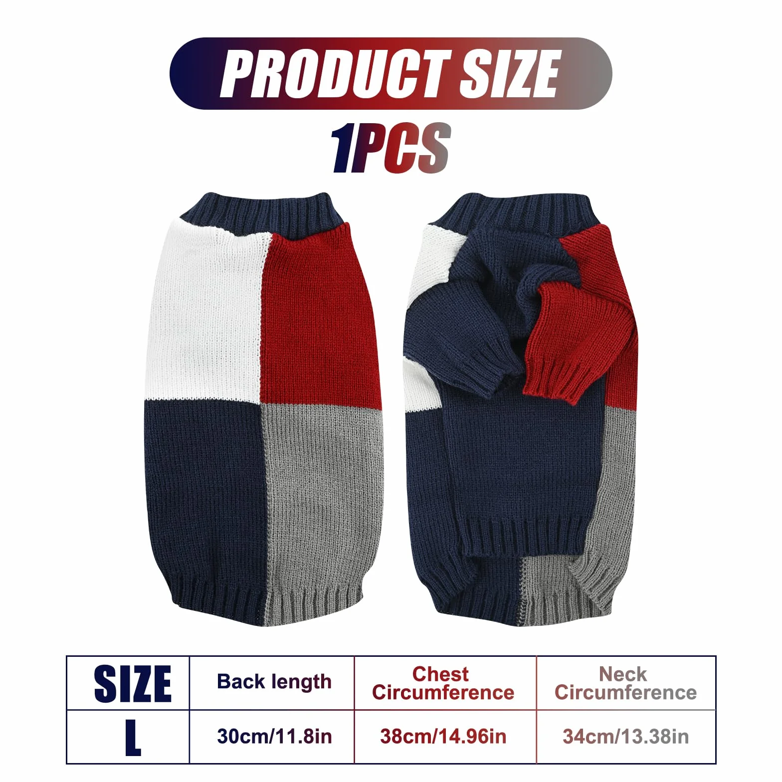 Sweter dla psa, elastyczny, miękki, pulower, zimowa kamizelka dla psa, komfort i ciepło, golf, dzianinowe ubrania dla psów, kolor, żywy, łatwy do zakładania psa, bluza dla psów, dziewcząt, chłopców