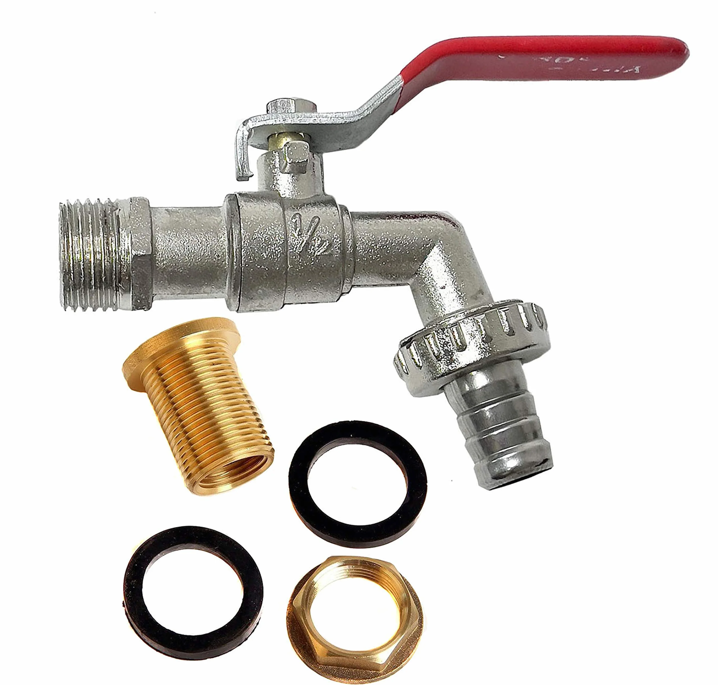 Złącze śrubowe zbiornika + kranik 16 mm złącze śrubowe beczki 1/2" IG 3/4 AG (H02F01)