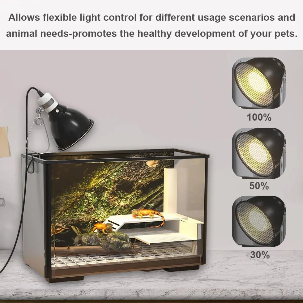 Lampa grzewcza dla gadów E27 200 W z timerem UVA/UVB/podczerwień do terrarium