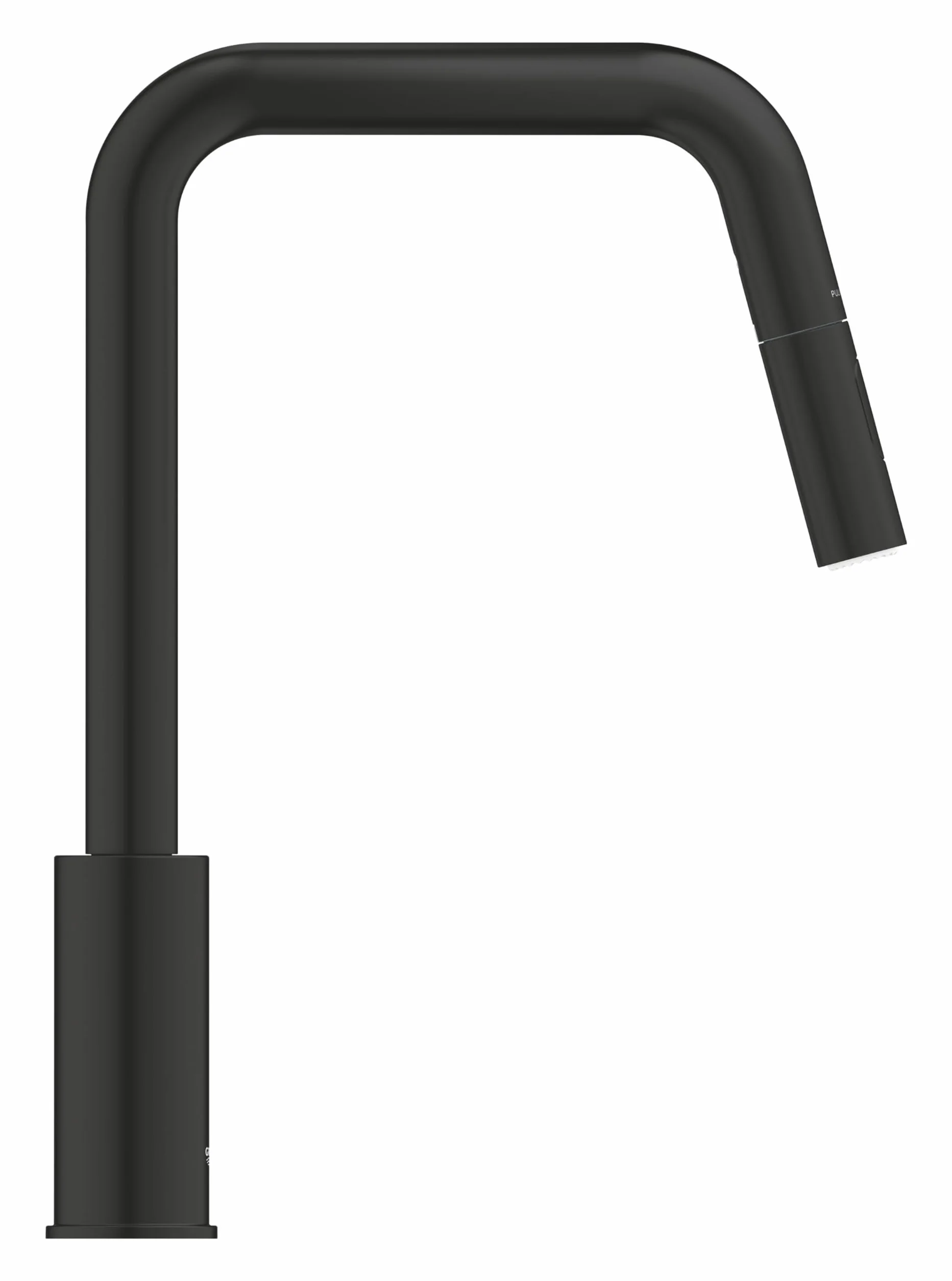 GROHE Start QuickFix – wyciągana bateria kuchenna z podwójnym natryskiem (wysoka wylewka U, obszar obrotu 360°, wkład ceramiczny 28 mm, ogony 3/8 cala), łatwy montaż dzięki GROHE QuickMount, czarny