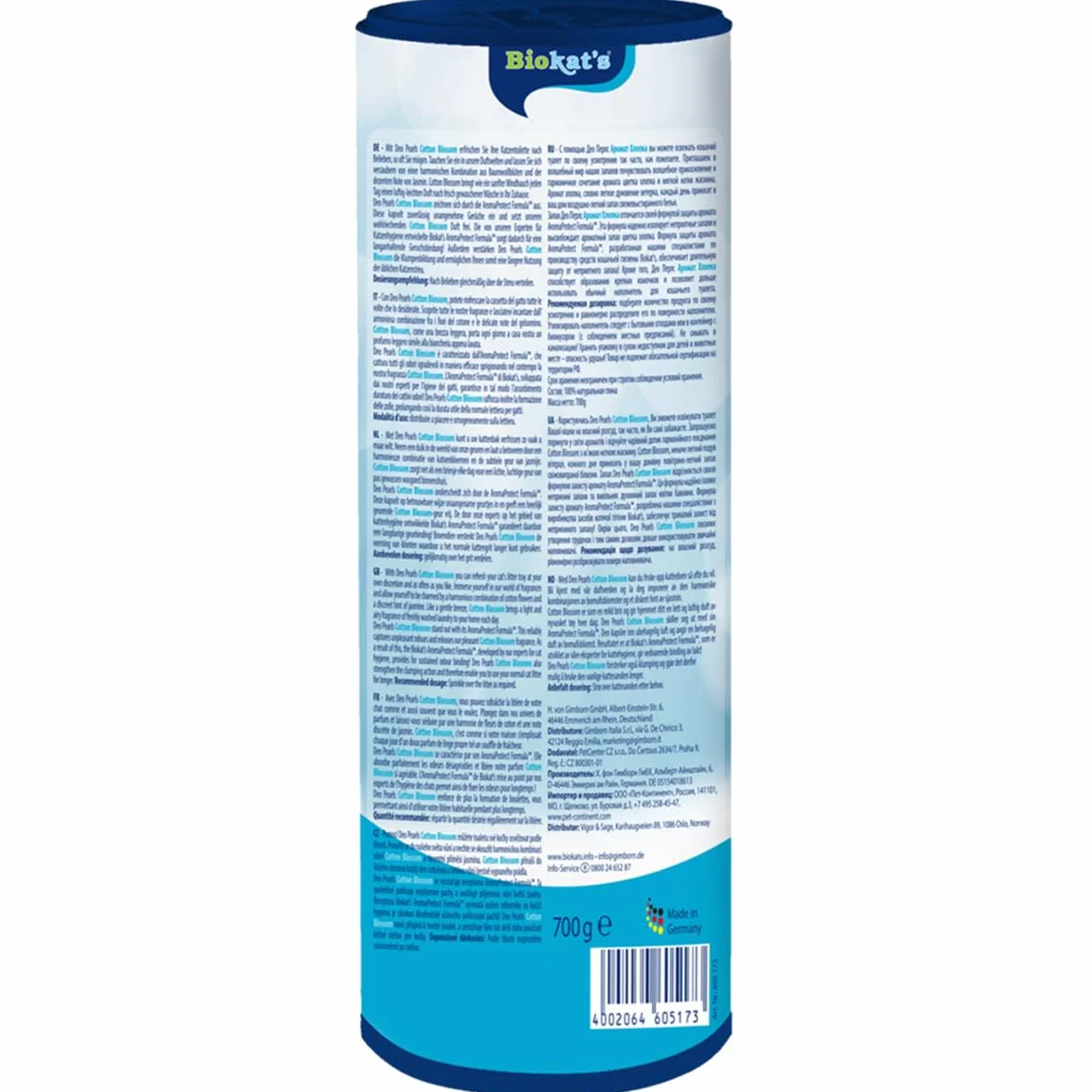 Biokatʼs Deo Pearls Cotton Blossom dodatek do żwirku- Dodatek zapachowy zwiększający trwałość zbrylania żwirku i świeżość kuwety - 1 puszek (1 × 700 g)
