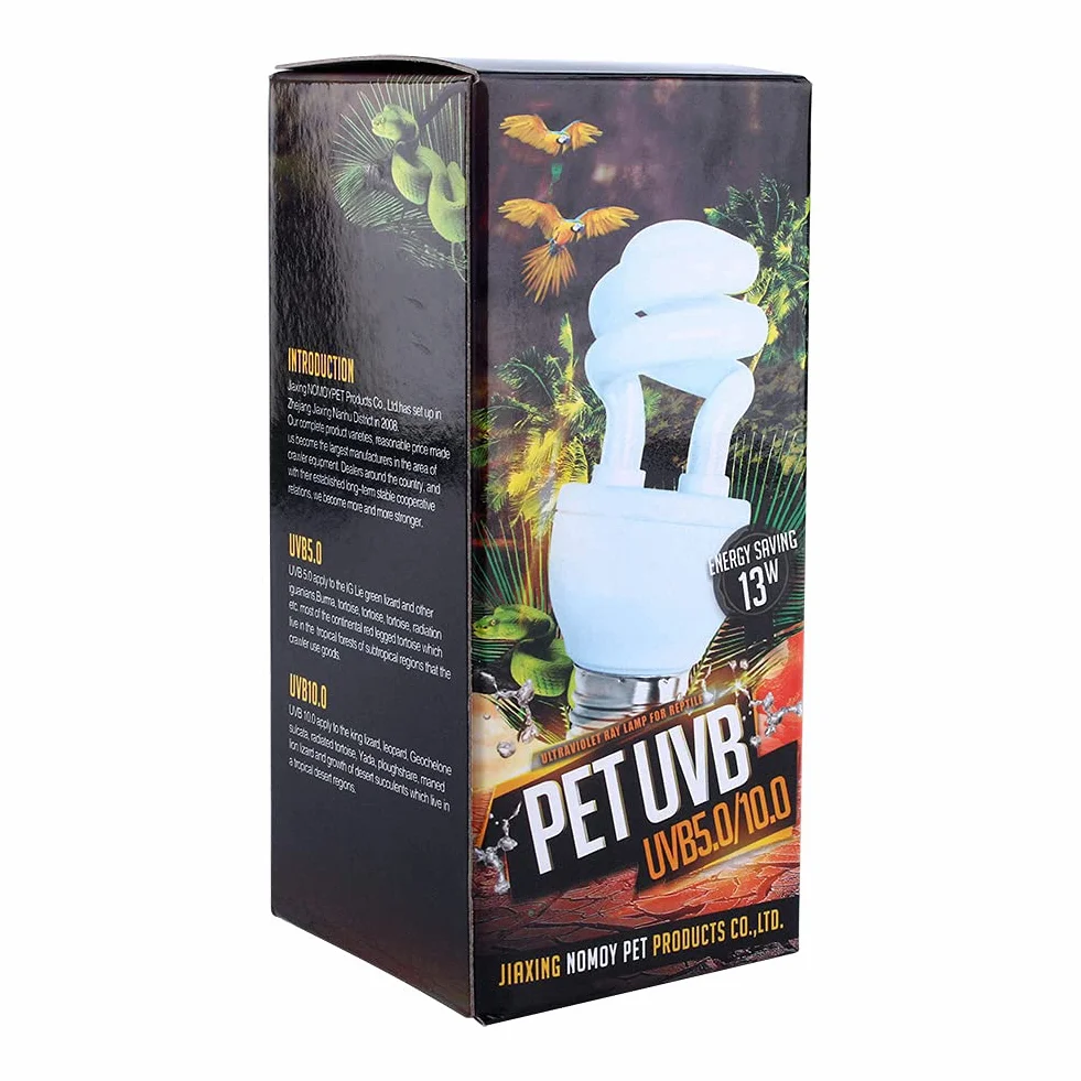 13W UVB 5.0, E27 Baza Energooszczędna Żółw Terrarium Terrarium Lampy REPTILE Żarówka UV, Wydajna do 50 cm, Symuluje pustynię, dostarcza promienie wapnia