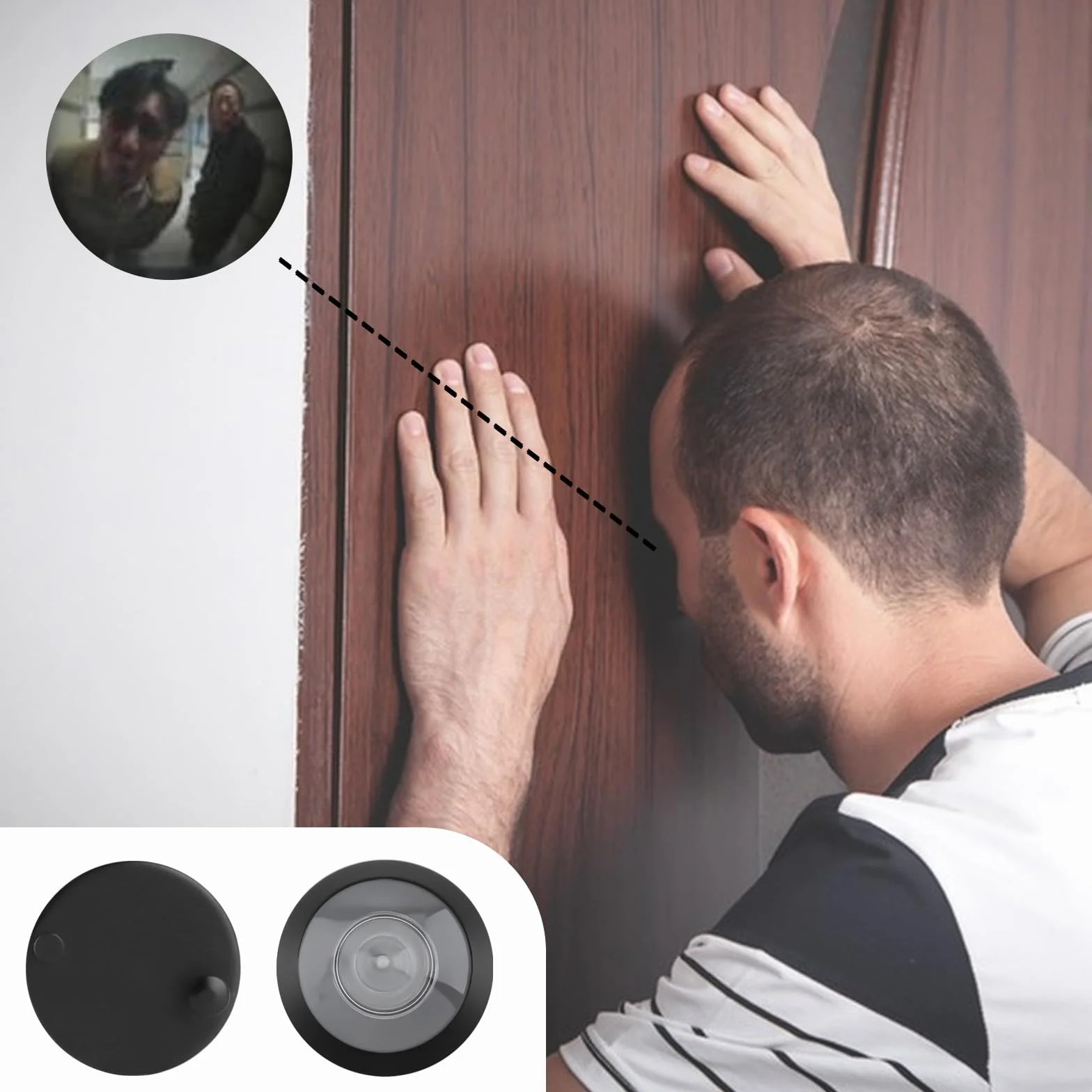 Wizjer do drzwi z ochroną przed wzrokiem, szerokokątne 180°, optyczne soczewki szklane, otwór szpiegowski Ø 14 mm, regulowana długość, do drzwi 35-60 mm, z 1 wiertłem