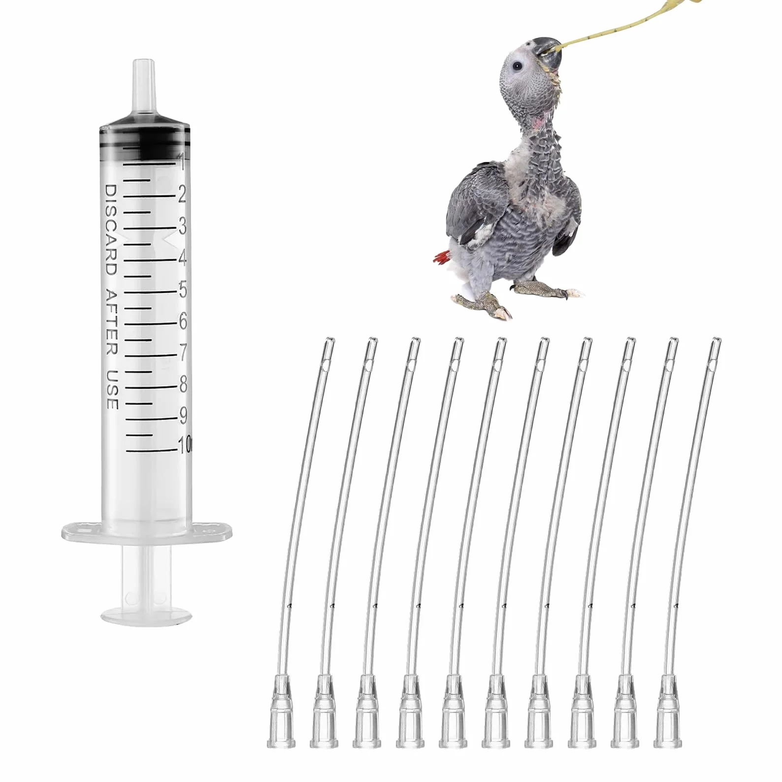 10 strzykawek z wężem, strzykawka 10 ml, strzykawka 10 ml, 10 ml, 10 ml, wąż do karmienia Jungvögel, zawiera strzykawkę 10 ml, dla zwierząt domowych z mlekiem i wodą oraz podawaniem leków