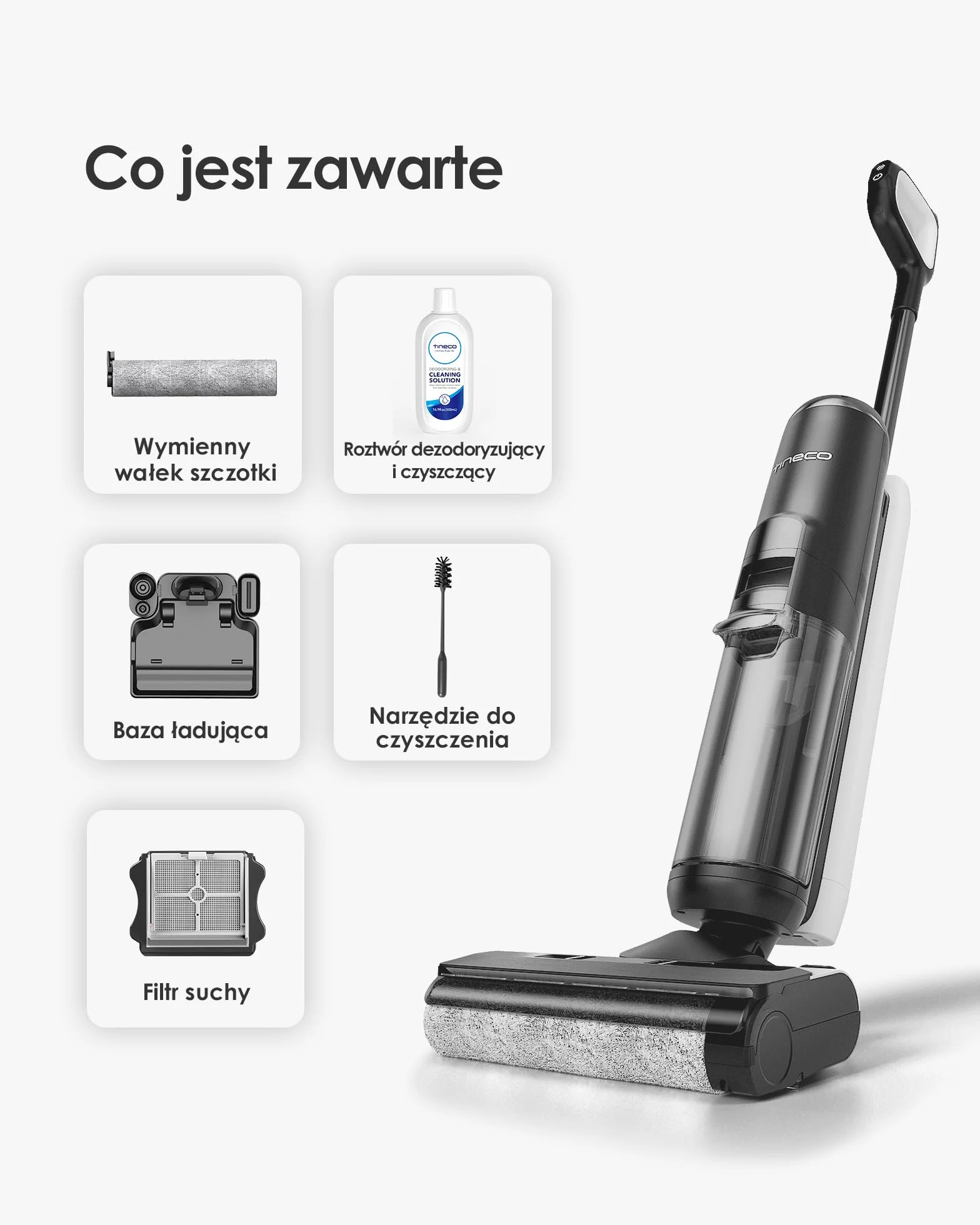 Tineco FLOOR ONE S5 Inteligentny bezprzewodowy odkurzacz na mokro i na sucho i mop do twardych podłóg, cyfrowy wyświetlacz, długi czas pracy, doskonały do ​​lepkiego bałaganu i sierści zwierząt