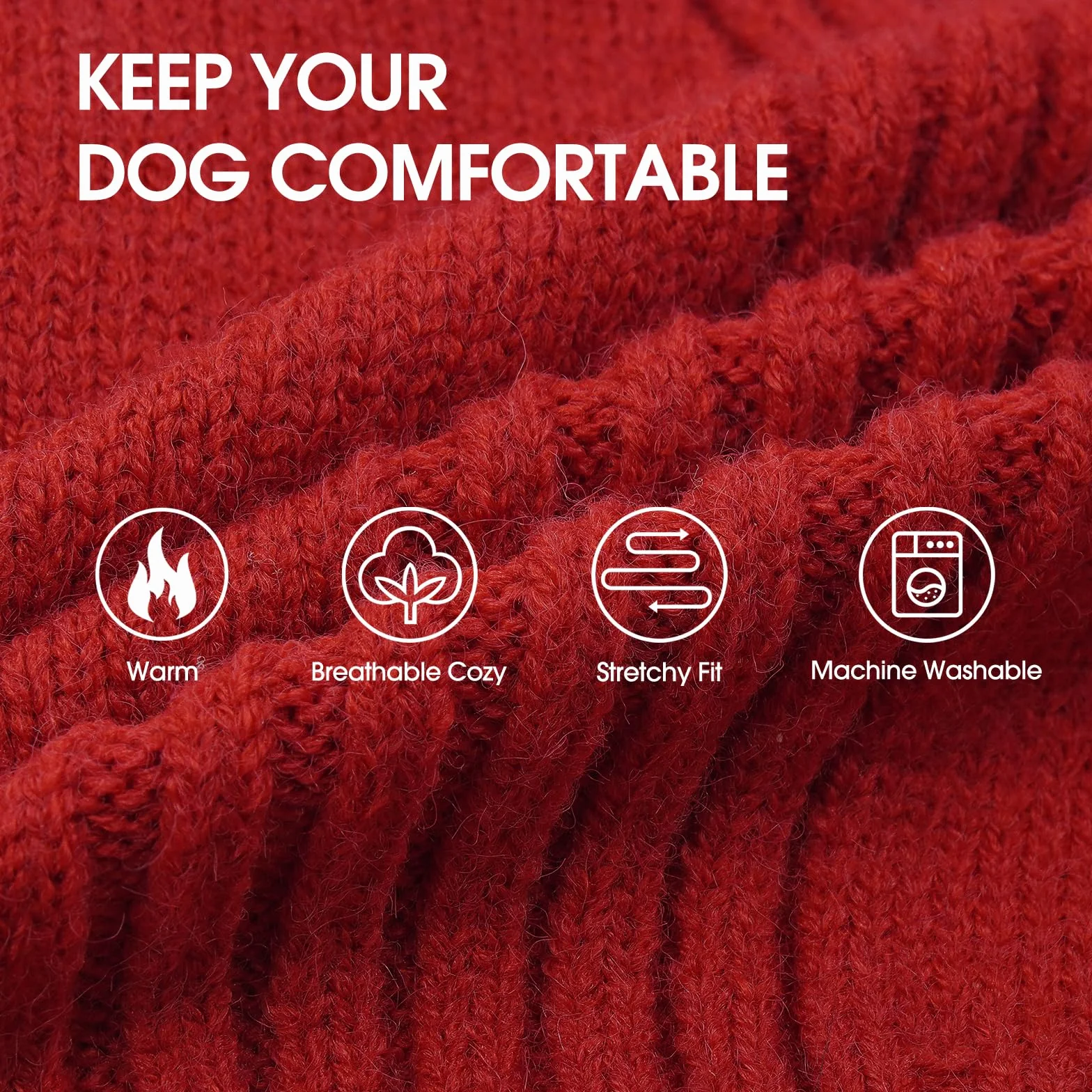 IECOii Sweter świąteczny dla psa, XXL, z długim rękawem, golf, dla bardzo dużych psów, chłopców, dziewczynek, strój na zimną pogodę, buldog angielski, ubrania na zimę