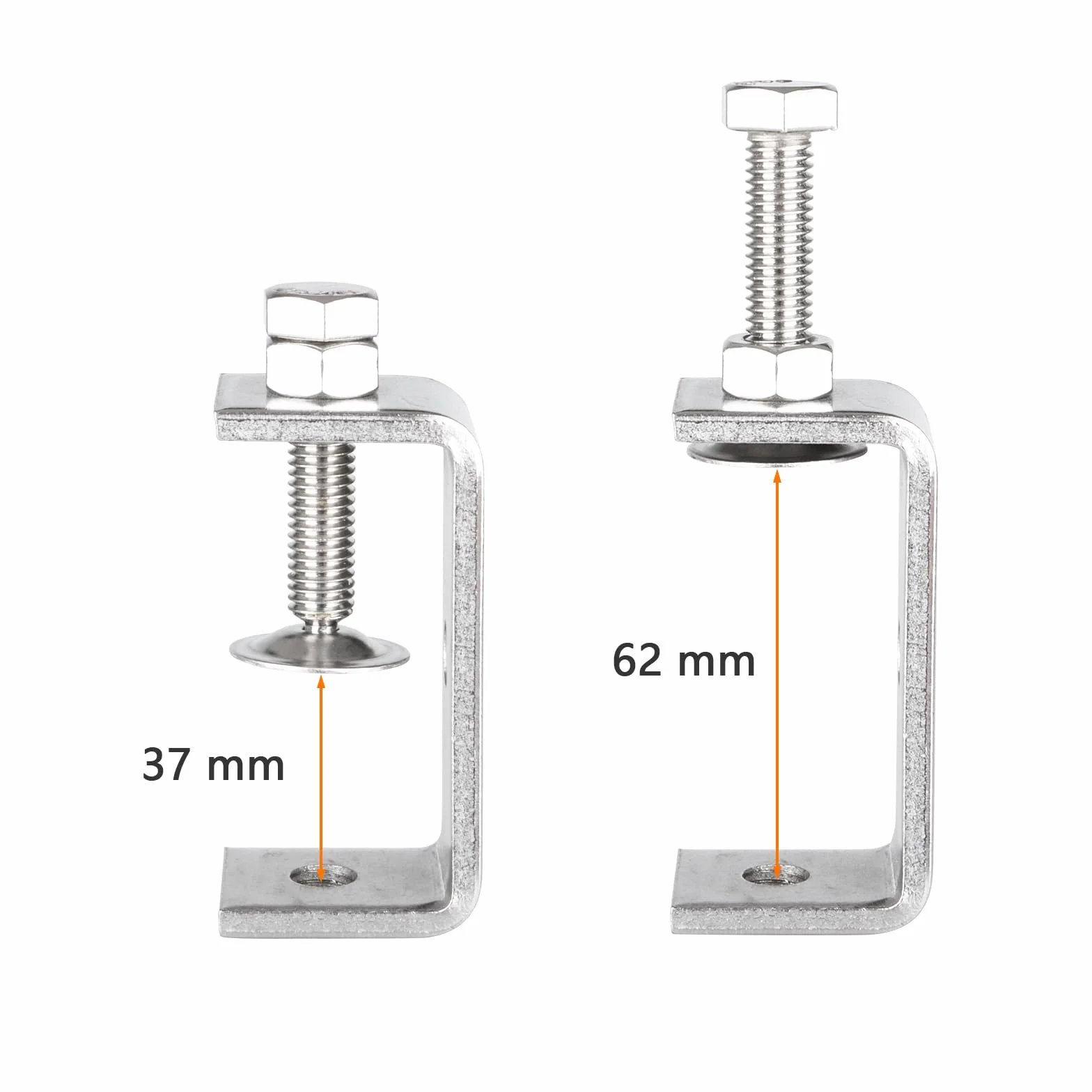 AKOLAFE 4 sztuki zacisków C 65 mm C zaciski śrubowe ze stali nierdzewnej 304 zacisk nośny srebrny zacisk stołowy 37-62 mm zacisk śrubowy do obróbki drewna, spawania, stolarki